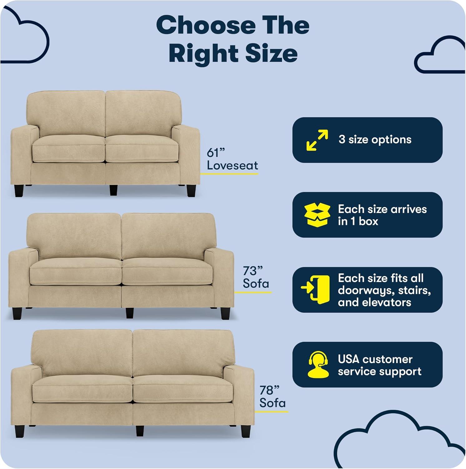 Serta Palisades 78" Track Arm Sofa, Easy Care Fabric, Soft Pillow Back, Pocket Coil Seat Cushions