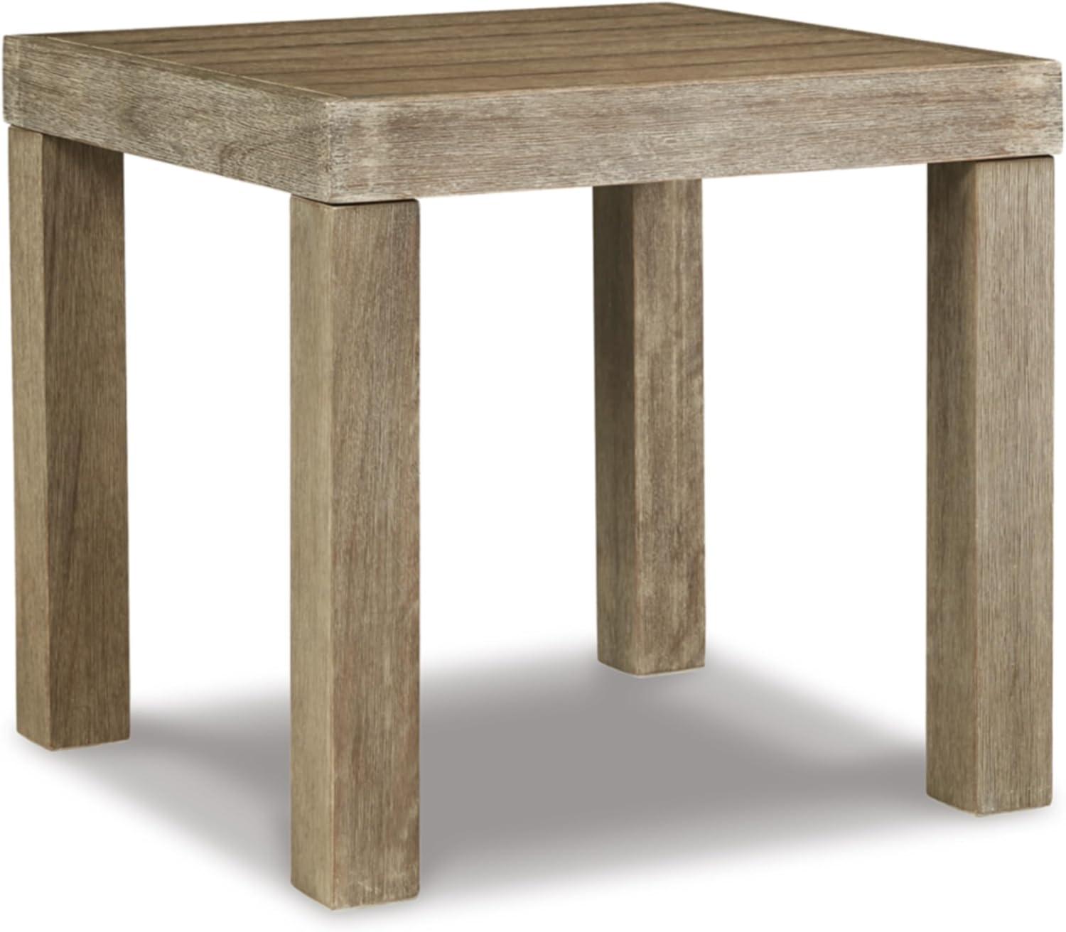 Silo Point Brown Eucalyptus Rectangular Outdoor End Table