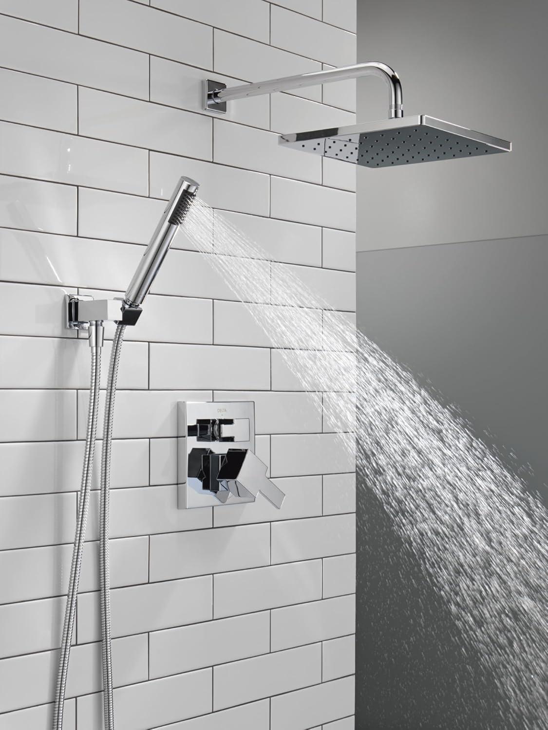 Modern Raincan Square Shower System, Rain Shower Head with Handheld Spray, Shower Faucet Set