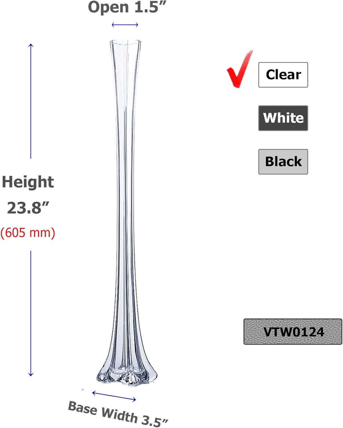 WGV Clear Eiffel Tower Vase - 1.5" Wide x 24" Height, Good quality, Heavy Weighted Base - 1 Pc