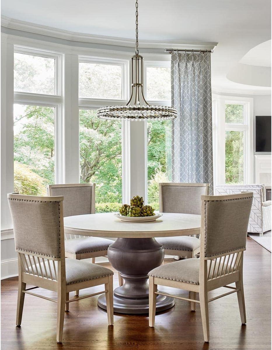 Brushed Nickel and Glass 12-Light Chandelier