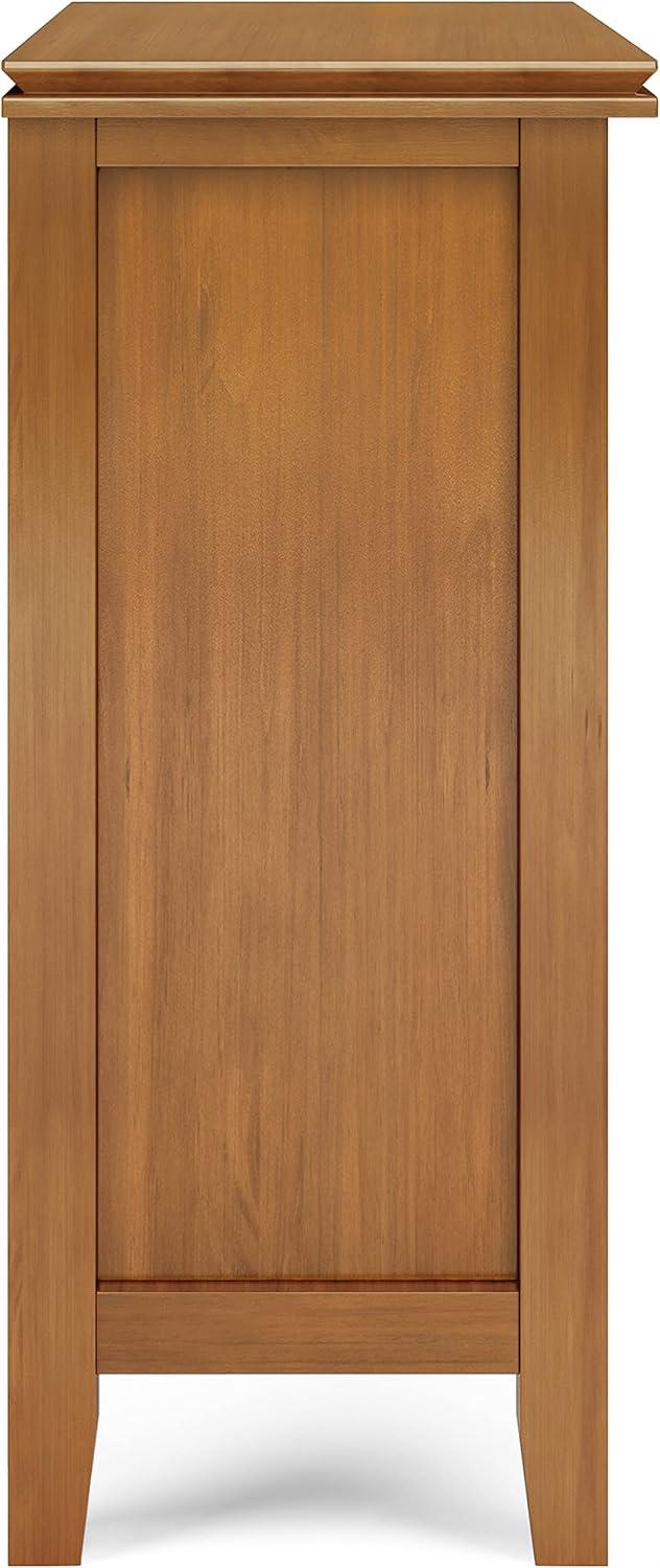 Simpli Home Artisan 30"W Solid Wood 2-Shelf Low Storage Cabinet with Glass Doors and Adjustable Shelves