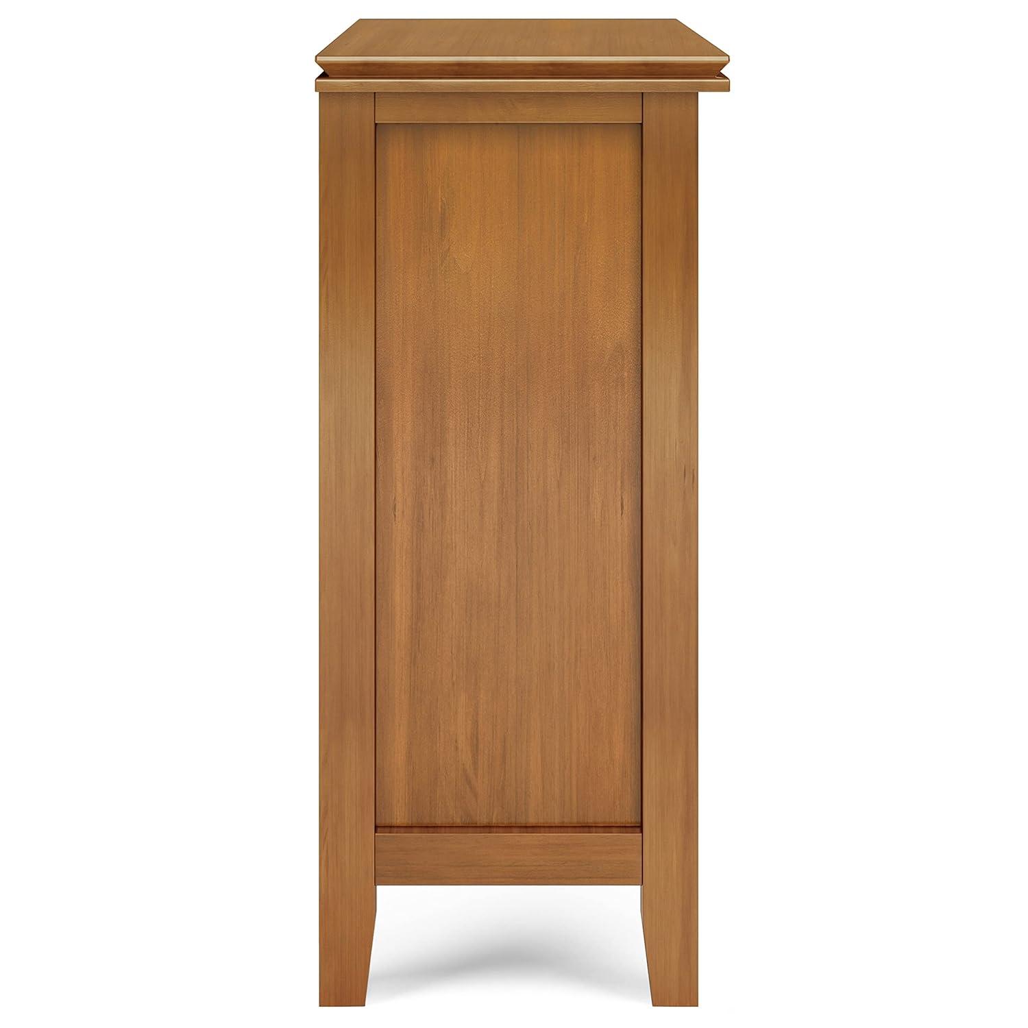 Simpli Home Artisan 30"W Solid Wood 2-Shelf Low Storage Cabinet with Glass Doors and Adjustable Shelves