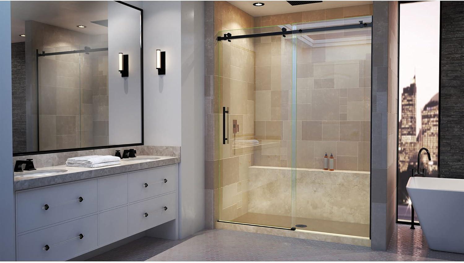 DreamLine Enigma Air 56-60 in. W x 76 in. H Frameless Sliding Shower Door in Satin Black