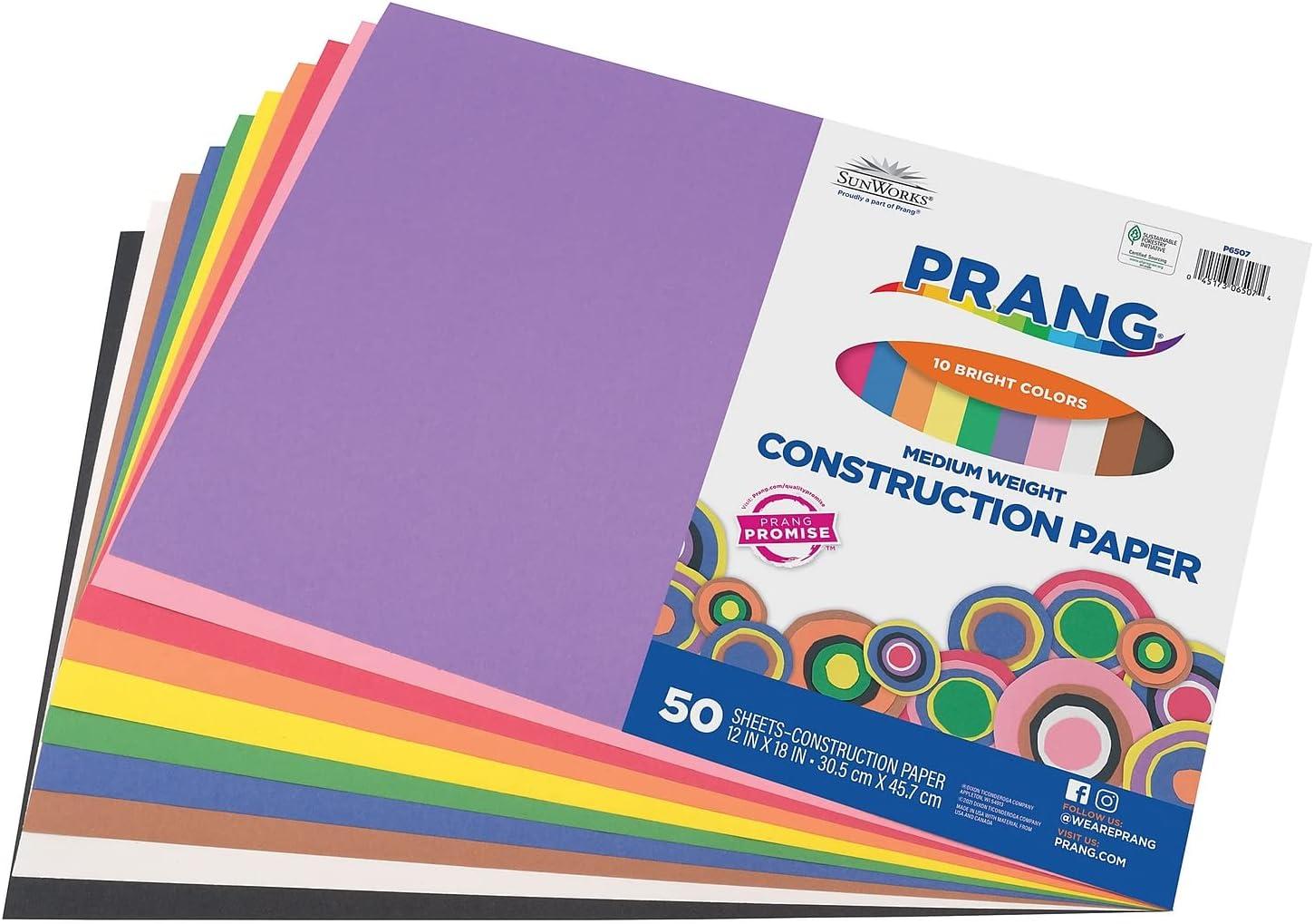SunWorks Construction Paper, 10 Assorted Colors, 12 x 18, 50 Sheets