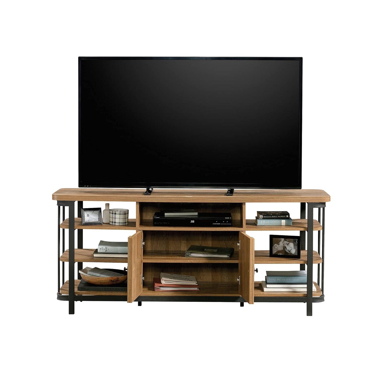 Sauder Station House TV Stand with Storage for TVs Up to 65", Etched Oak Finish