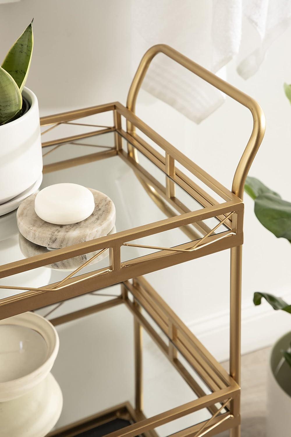 Kate and Laurel Ketia Rectangle Metal Bar Cart, 23x13x35, Gold
