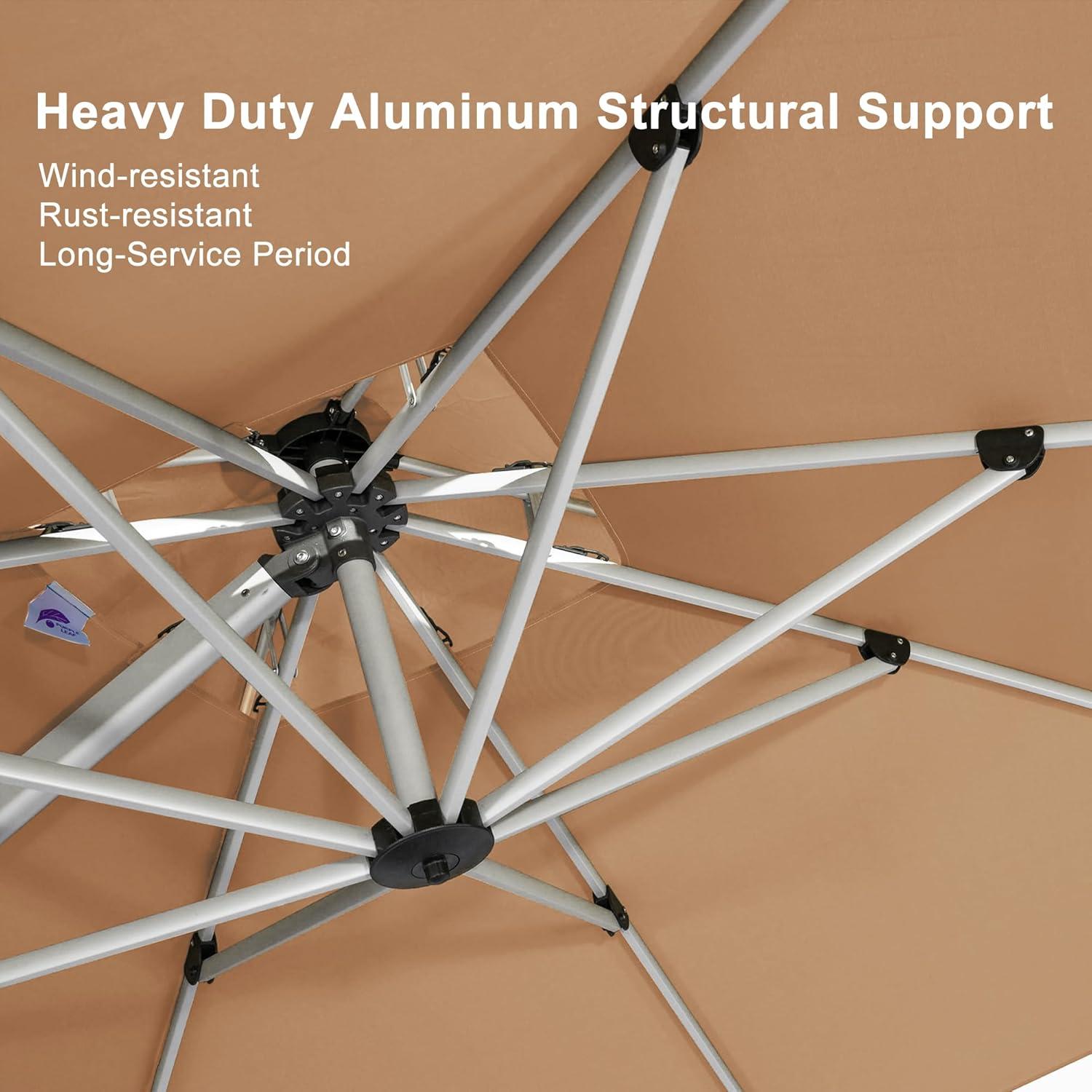 PURPLE LEAF 12 Feet Double Top Deluxe Square Patio Umbrella Offset Hanging Umbrella Cantilever Outdoor Market Umbrella Garden, Black