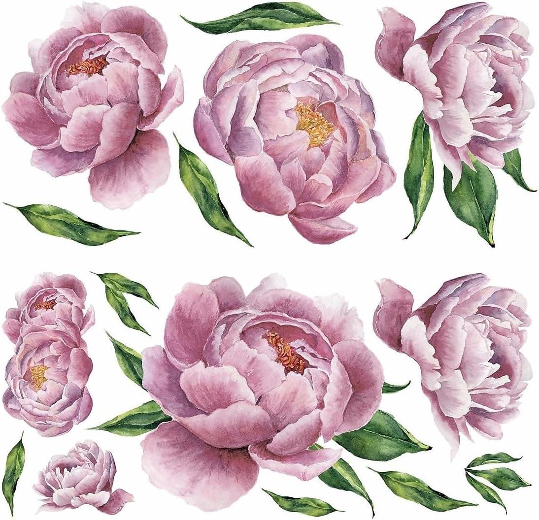 Large Pink Peony Peel and Stick Wall Decals