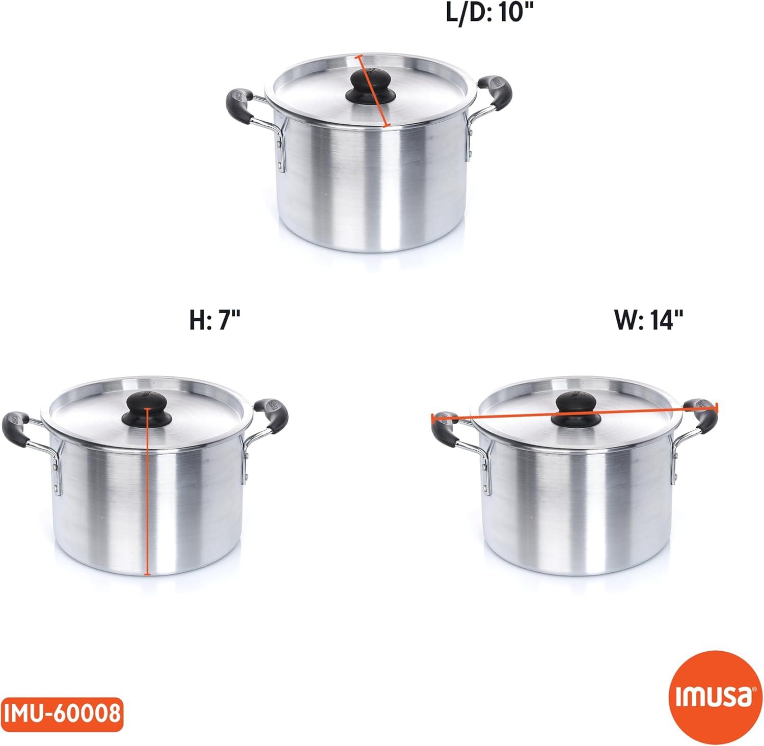 IMUSA 8-Quart Silver Aluminum Stock Pot with Lid