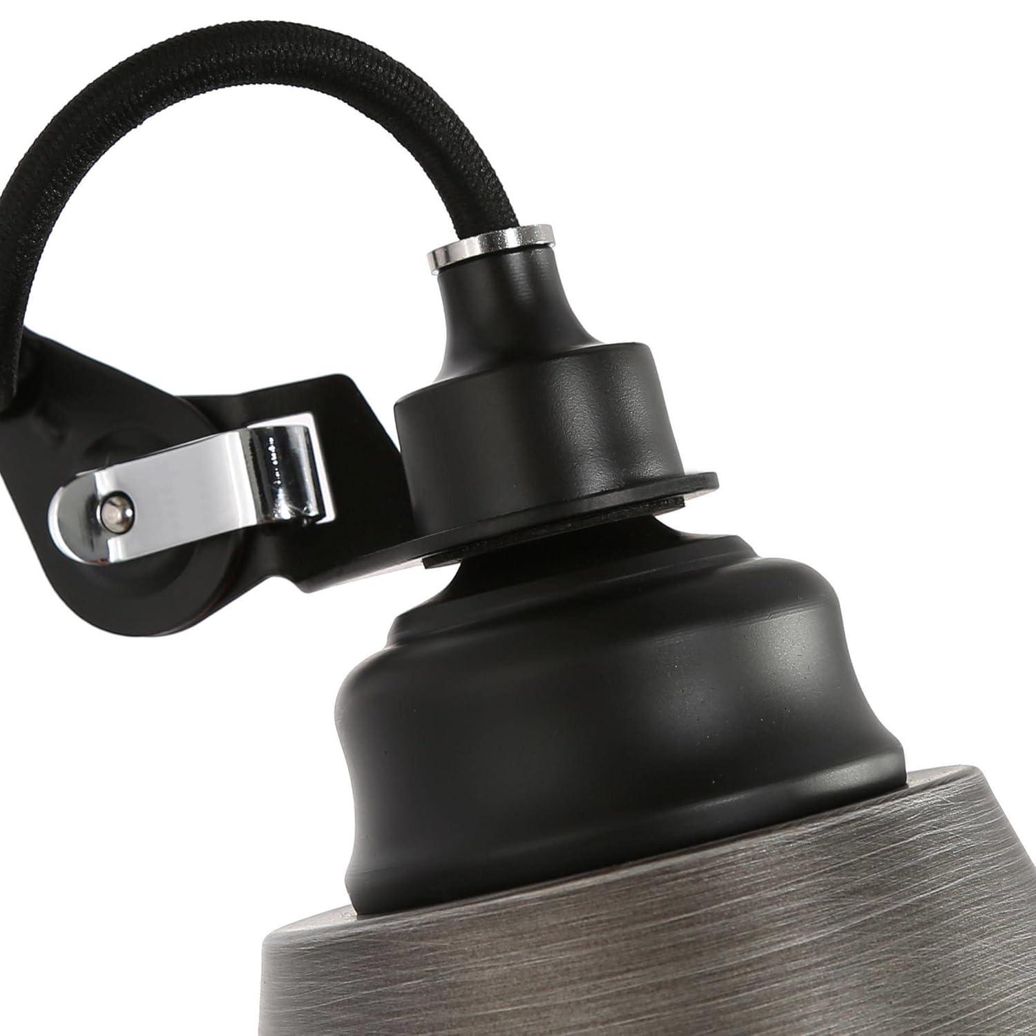 LALUZ Swing Arm Wall Sconce Set of 2, Modern Farmhouse Sconce Wall Lighting Vintage Adjustable Wall Mounted Lights with Black Silver Finish