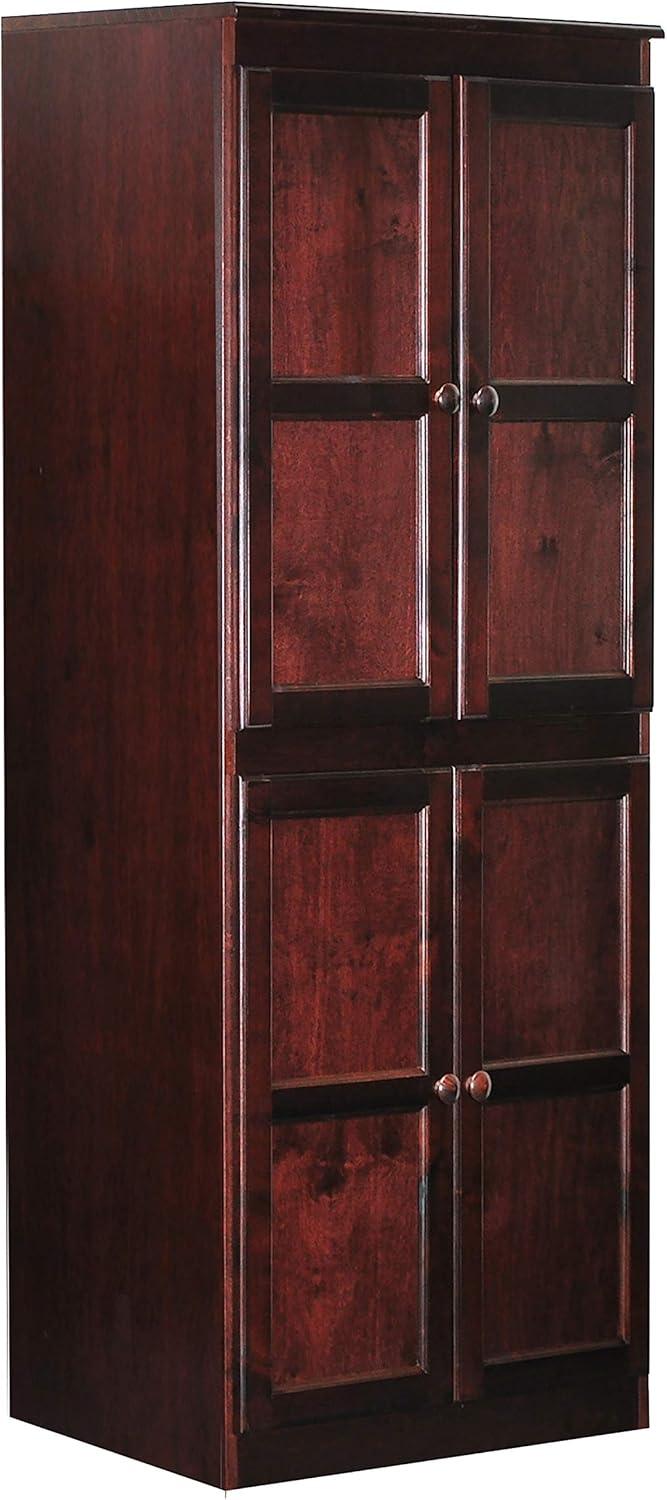 Cherry Finish Adjustable 72" Wood Storage Cabinet