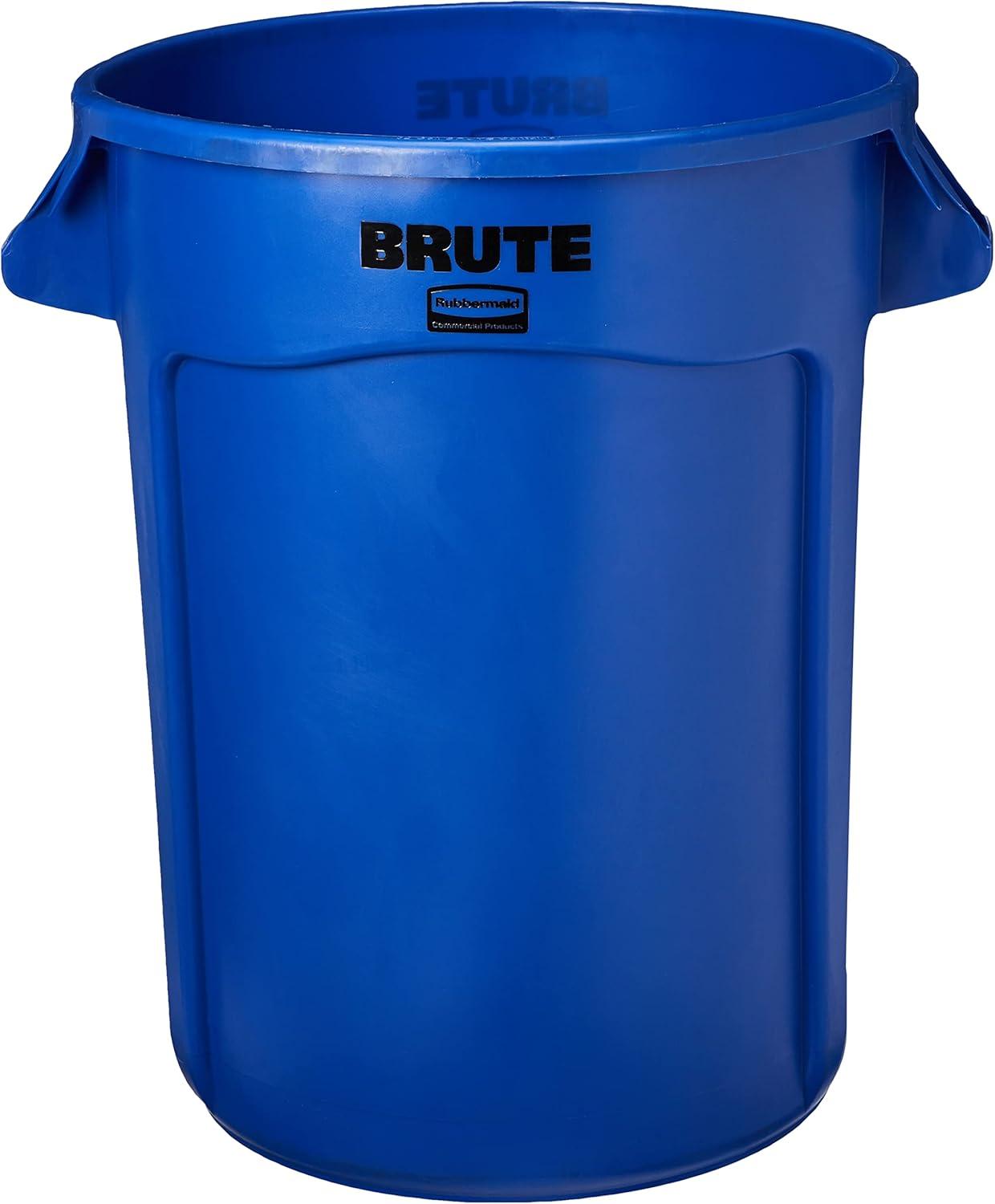 Rubbermaid Commercial Vented Round Brute Container, 32 gal, Plastic, Blue