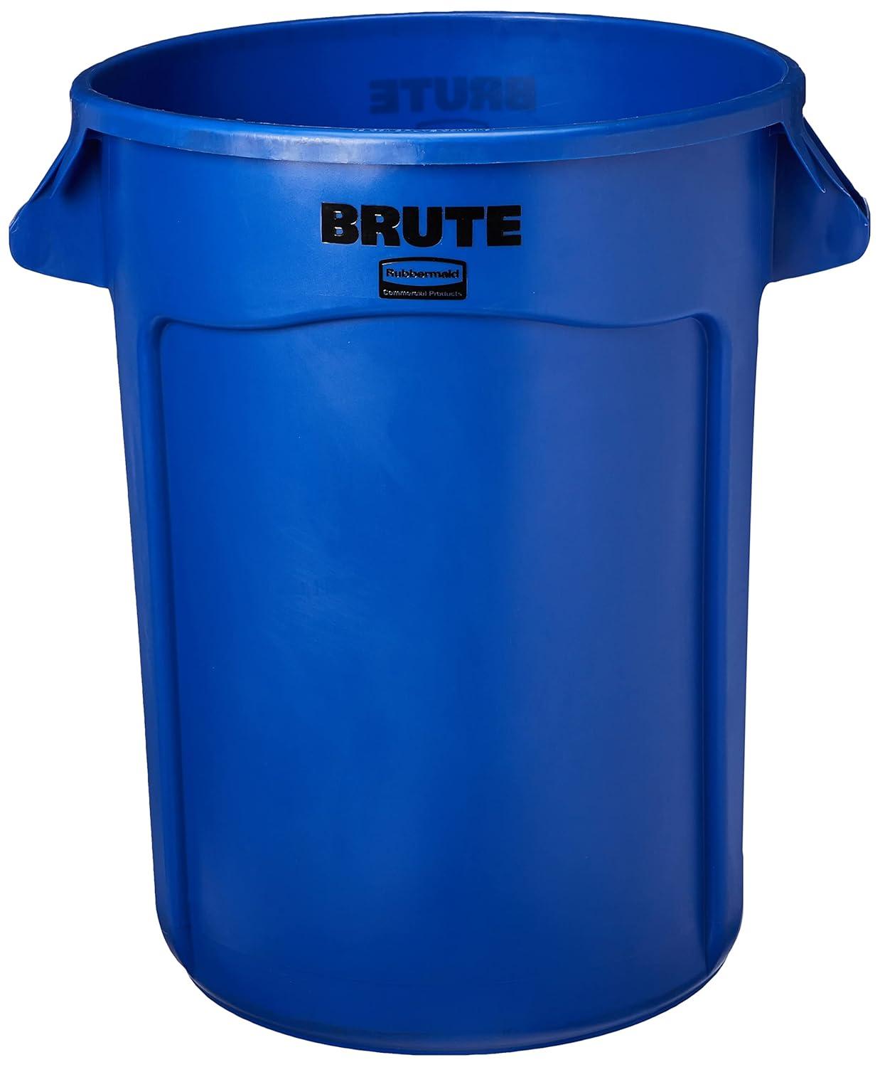 Blue 32 Gallon Plastic Commercial Round Trash Can