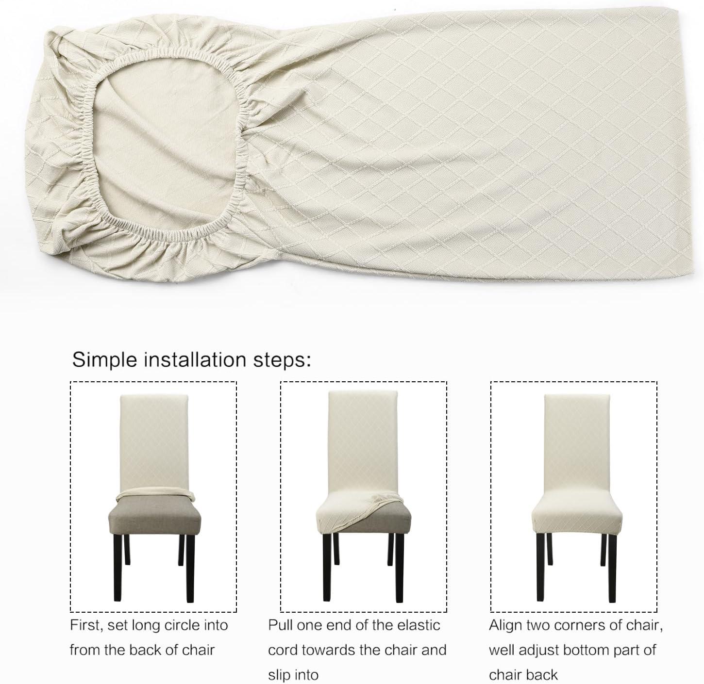 YISUN Dining Chair Covers, Stretch Spandex Chair Seat Cover Removable Washable Parson Chair Cover Kitchen Chair Protector Slipcovers (Beige Light, 6)