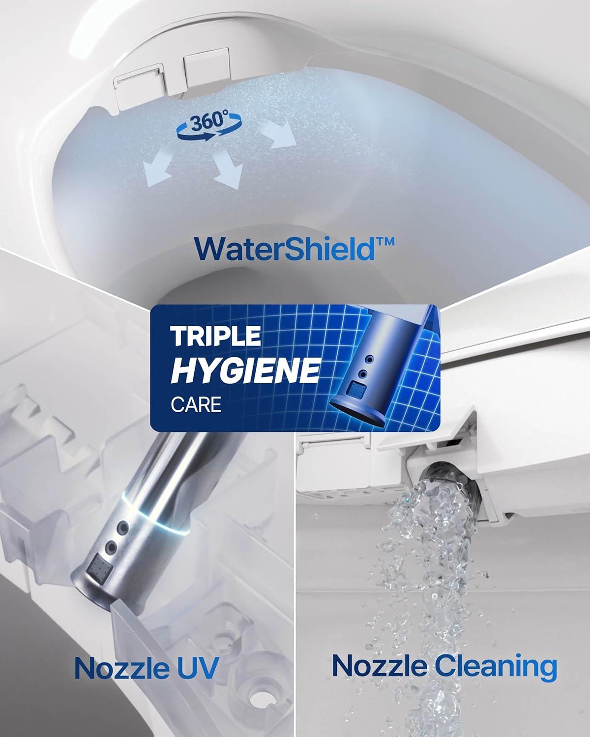 Bidetmega 500S Electric Instant Heating Bidet Seat for Round Toilets in White