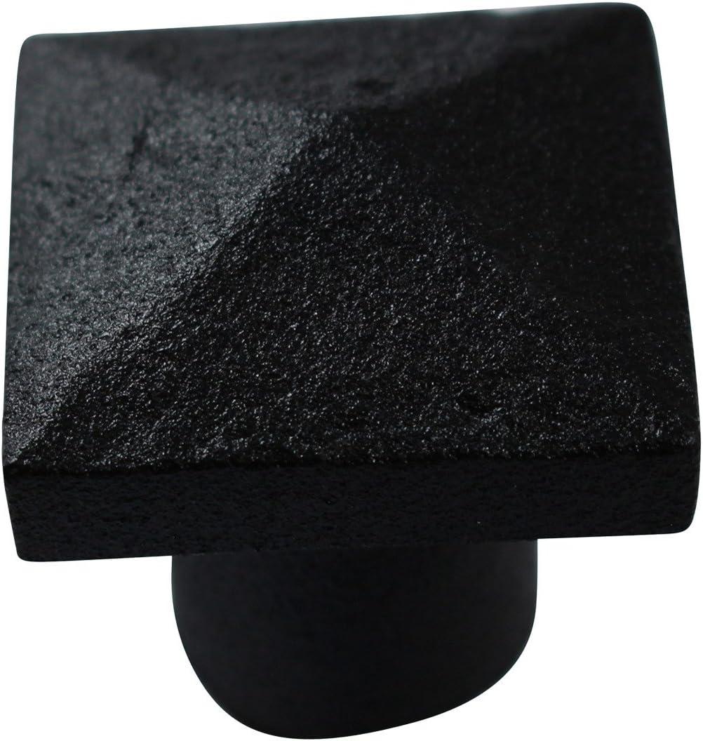 Black Square Iron Cabinet Knob with Mounting Hardware