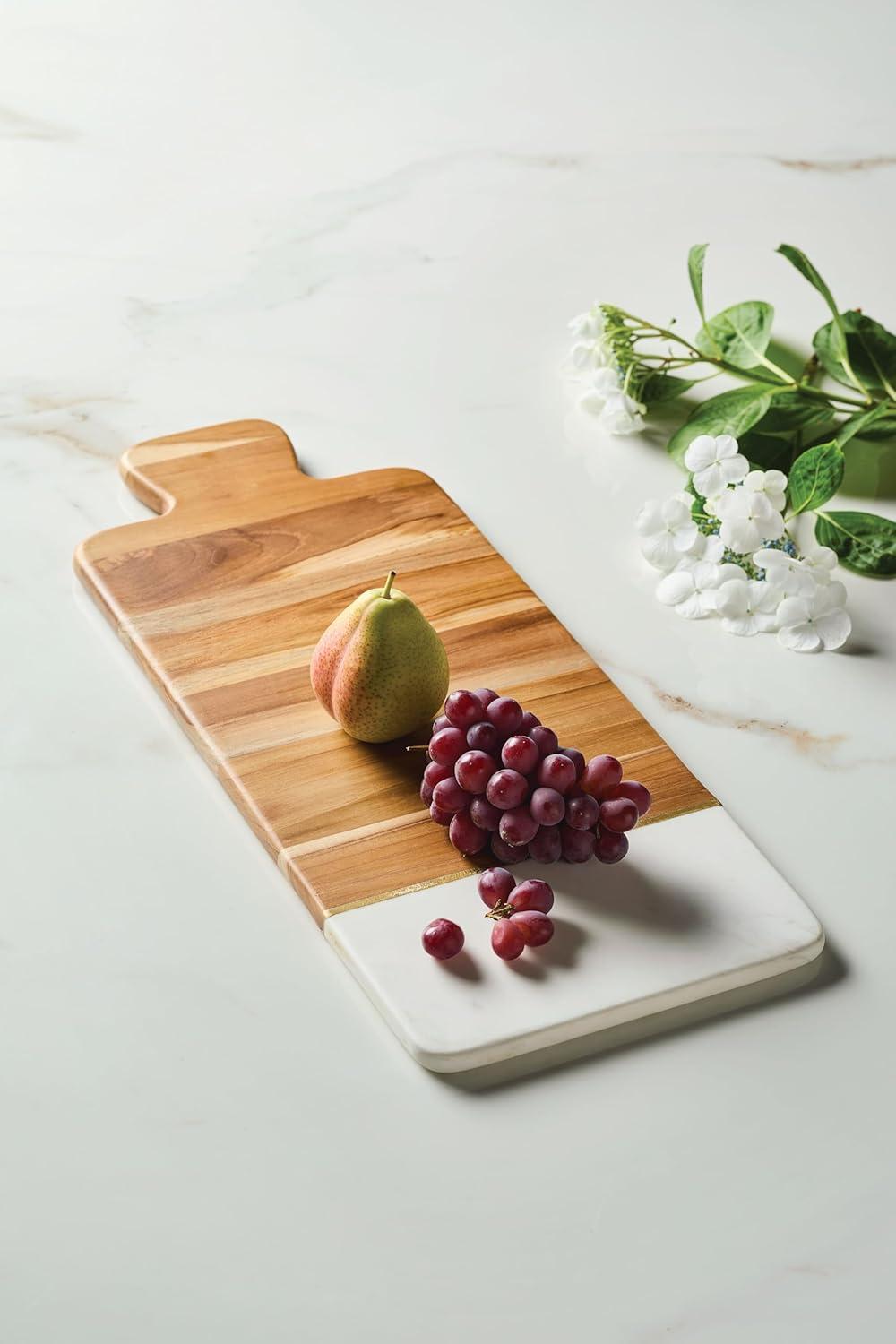 Anolon Teak and Marble Cutting Board, 19.5-Inch x 8-Inch