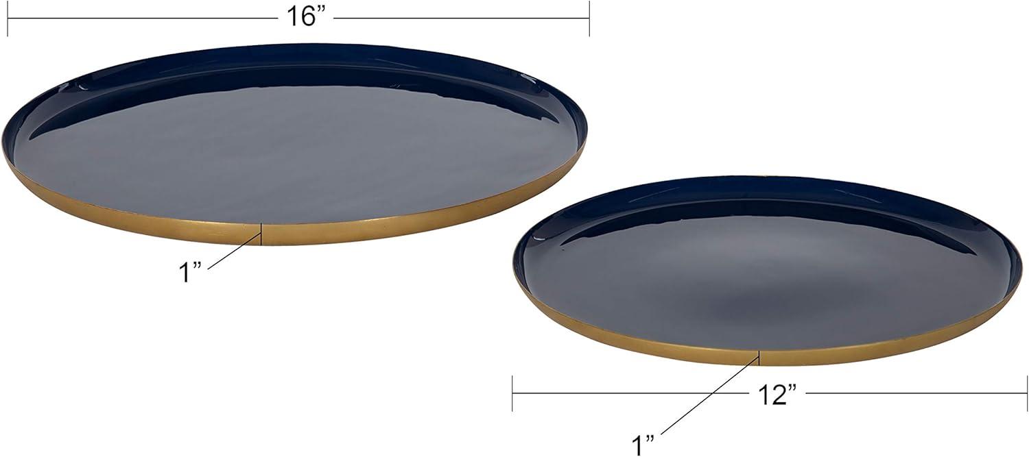 Kate and Laurel Neila Tray, 2 Piece, Navy Blue and Gold