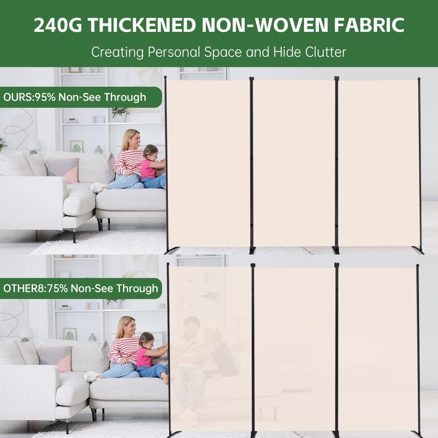 JVVMNJLK Indoor Room Divider,Portable Office Divider,Convenient Movable(3-Panel),Folding Partition Privacy Screen for Bedroom,Dining Room, Study,102" W x 19.7" D x 71.3" H,Dark Gray