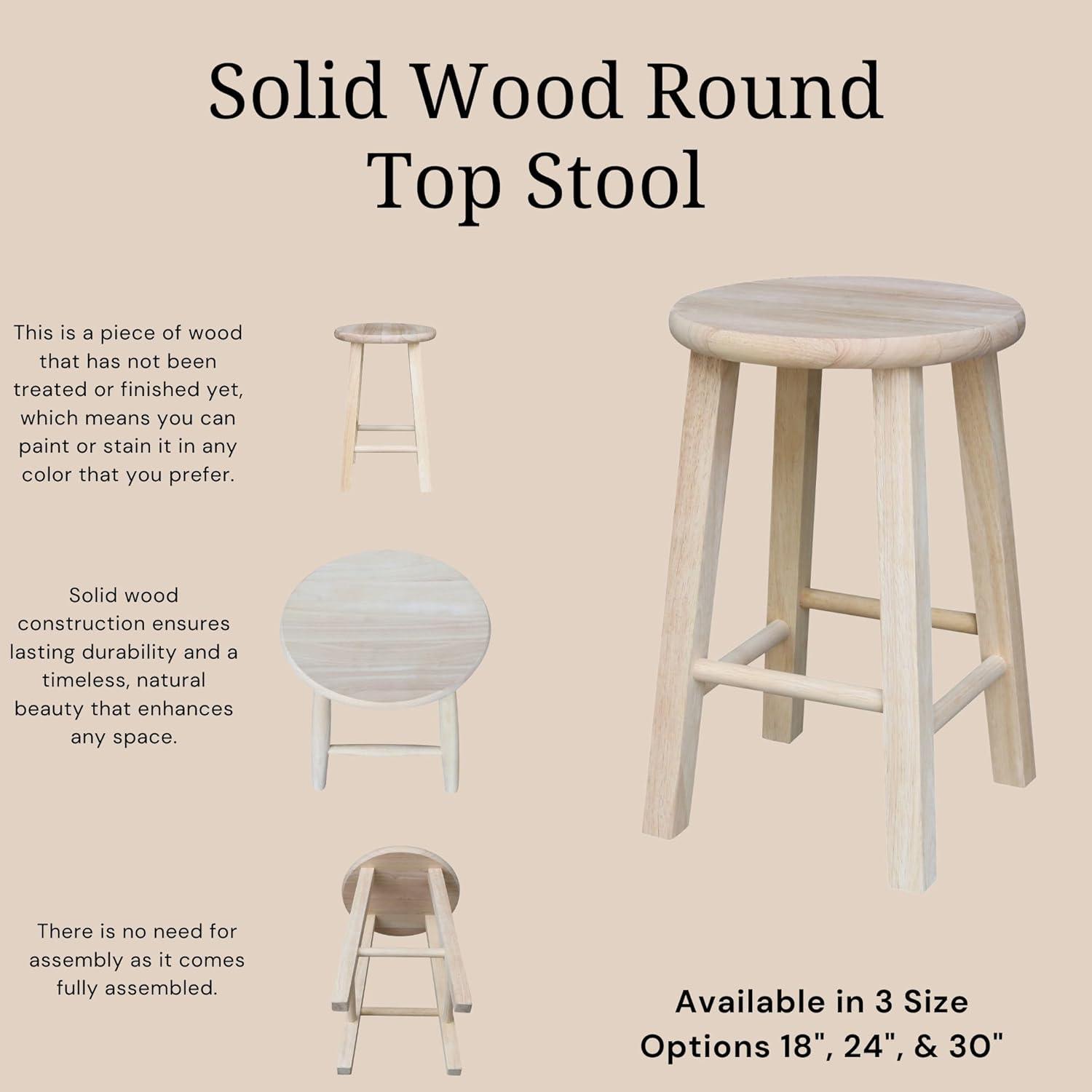 Round Top Barstool Unfinished - International Concepts