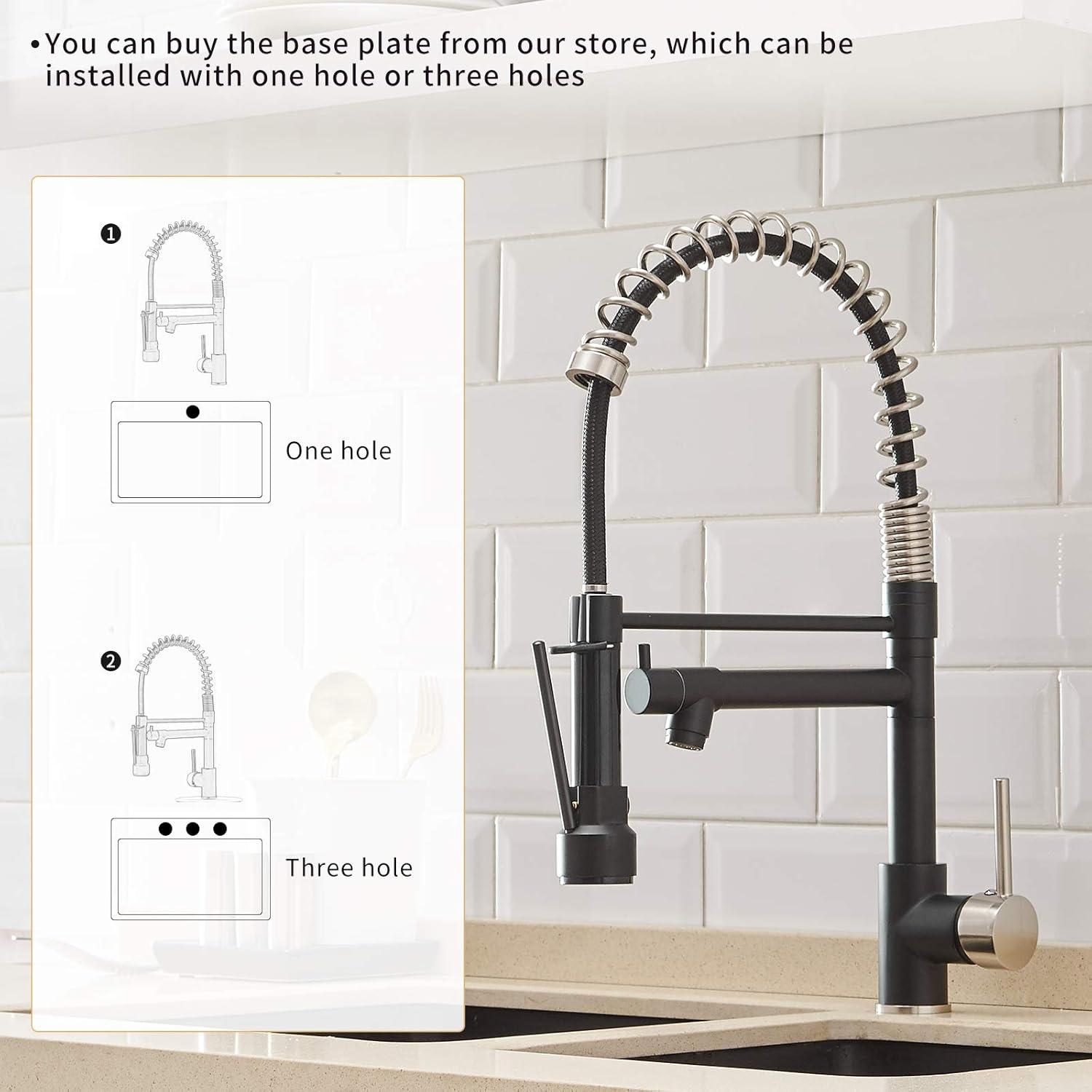 Matte Black Stainless Steel Kitchen Faucet with Pull-out Spray