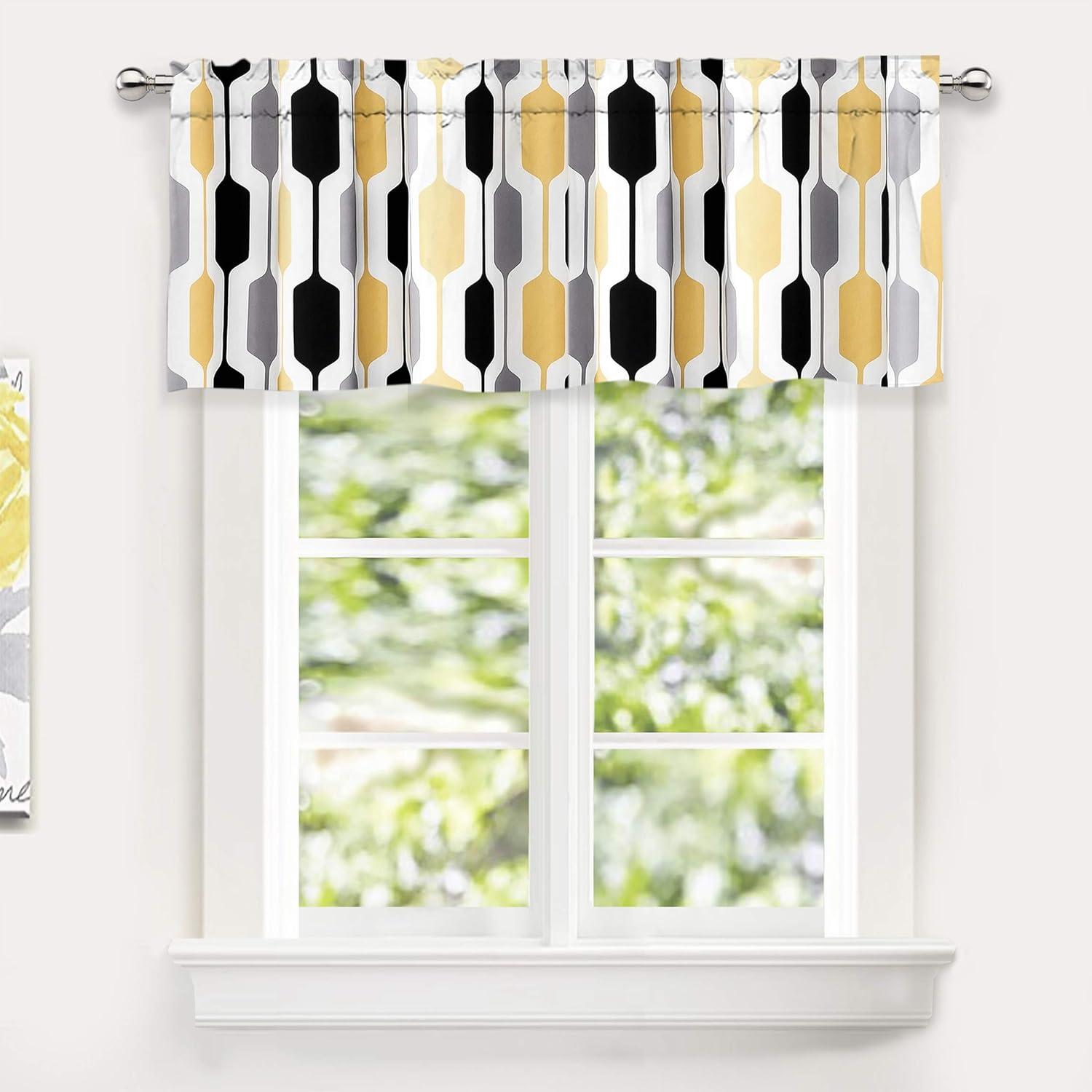 DriftAway Riley Geo Room Darkening Blackout Thermal Insulated Grommet Lined Window Curtains Mid Century Geometric Pattern 2 Layers 2 Panels Each 52 Inch by 54 Inch Gold Black Gray