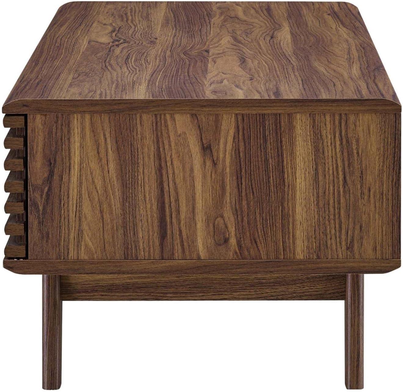 Modway Render Mid-Century Modern Coffee Table in Walnut, 43 in x 21.5 in x 17