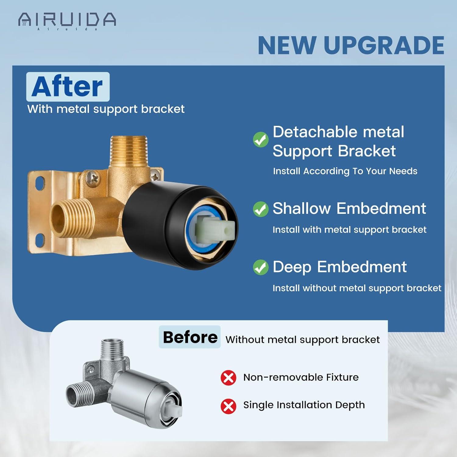 Matte Black Shower Faucet Set Bathroom Rain Shower System 8in Shower Head Combo