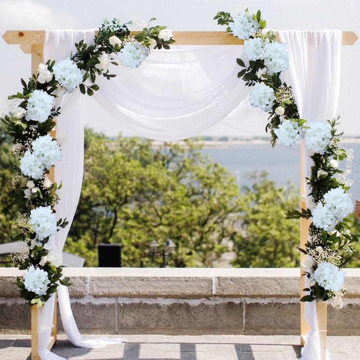 AVIVIHO Hydrangea Artificial Flowers Realistic White Fake Hydrangeas Silk Flowers with Stems Pack of 10 for Spring Mother's Day Easter Gifts Wedding Floral Bouquet Home Decor Party Decoration