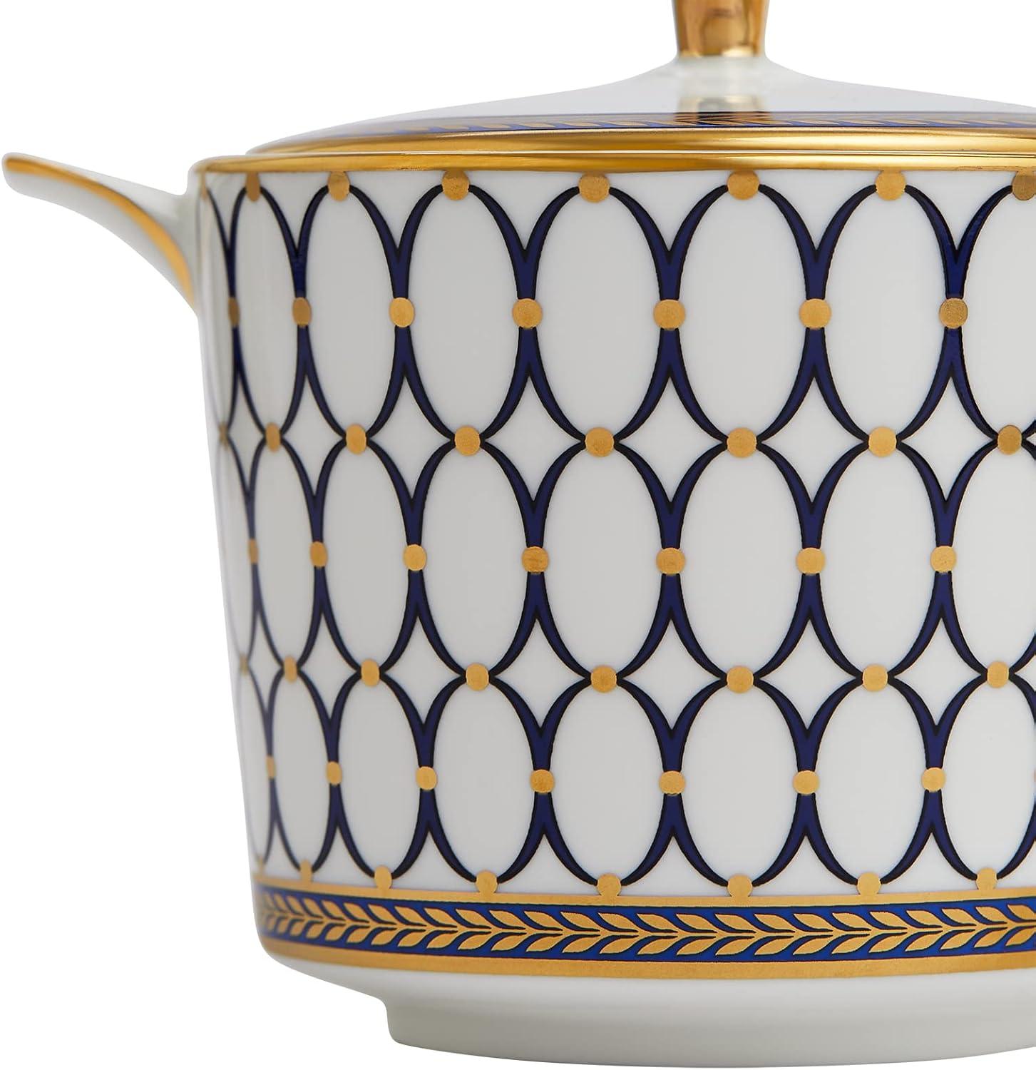 Navy and Gold Geometric Fine Bone China Sugar Bowl