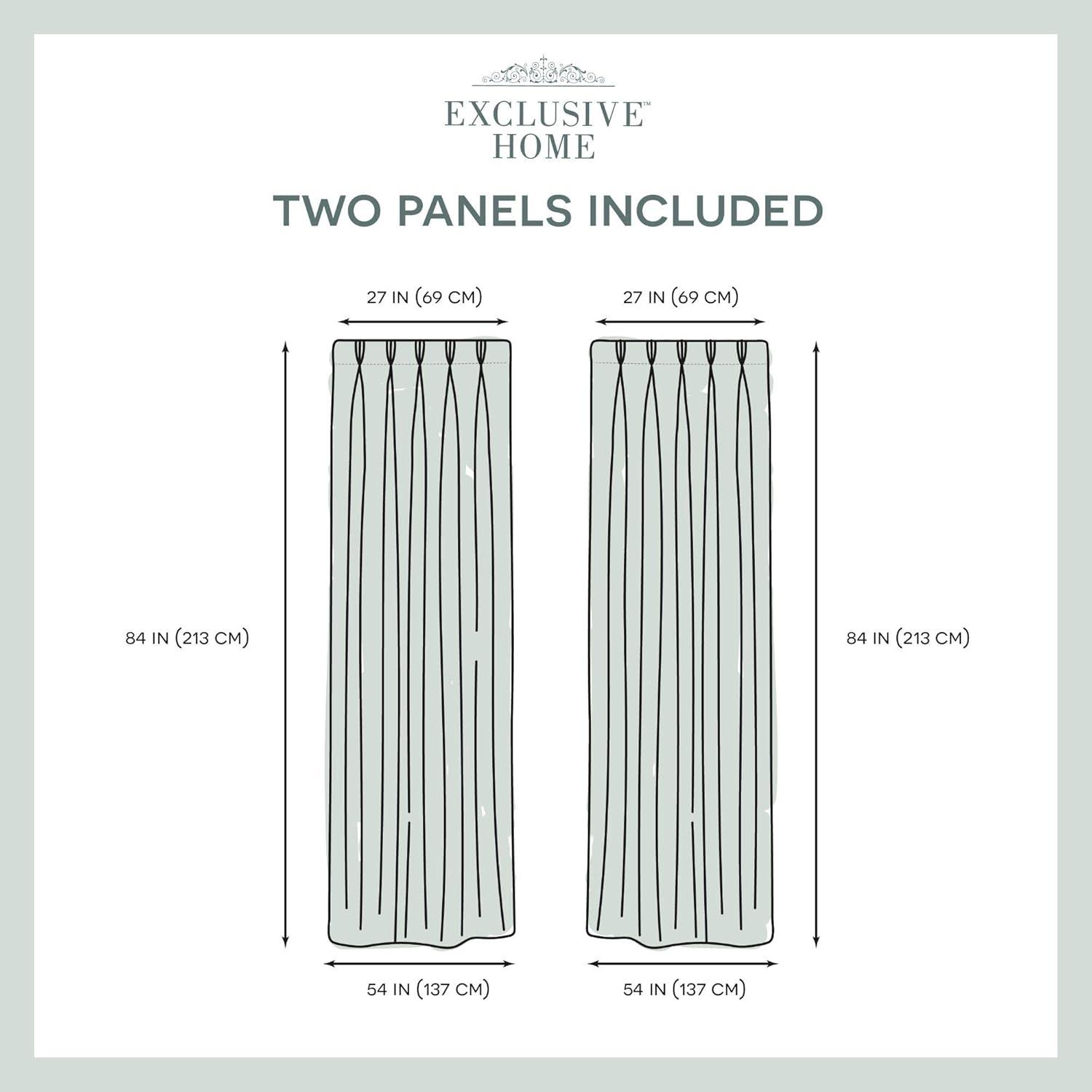 Set of 2 (84"x54") Loha Linen Pinch Pleat Window Curtain Panel White - Exclusive Home: Mid-Century Modern, Light Filtering