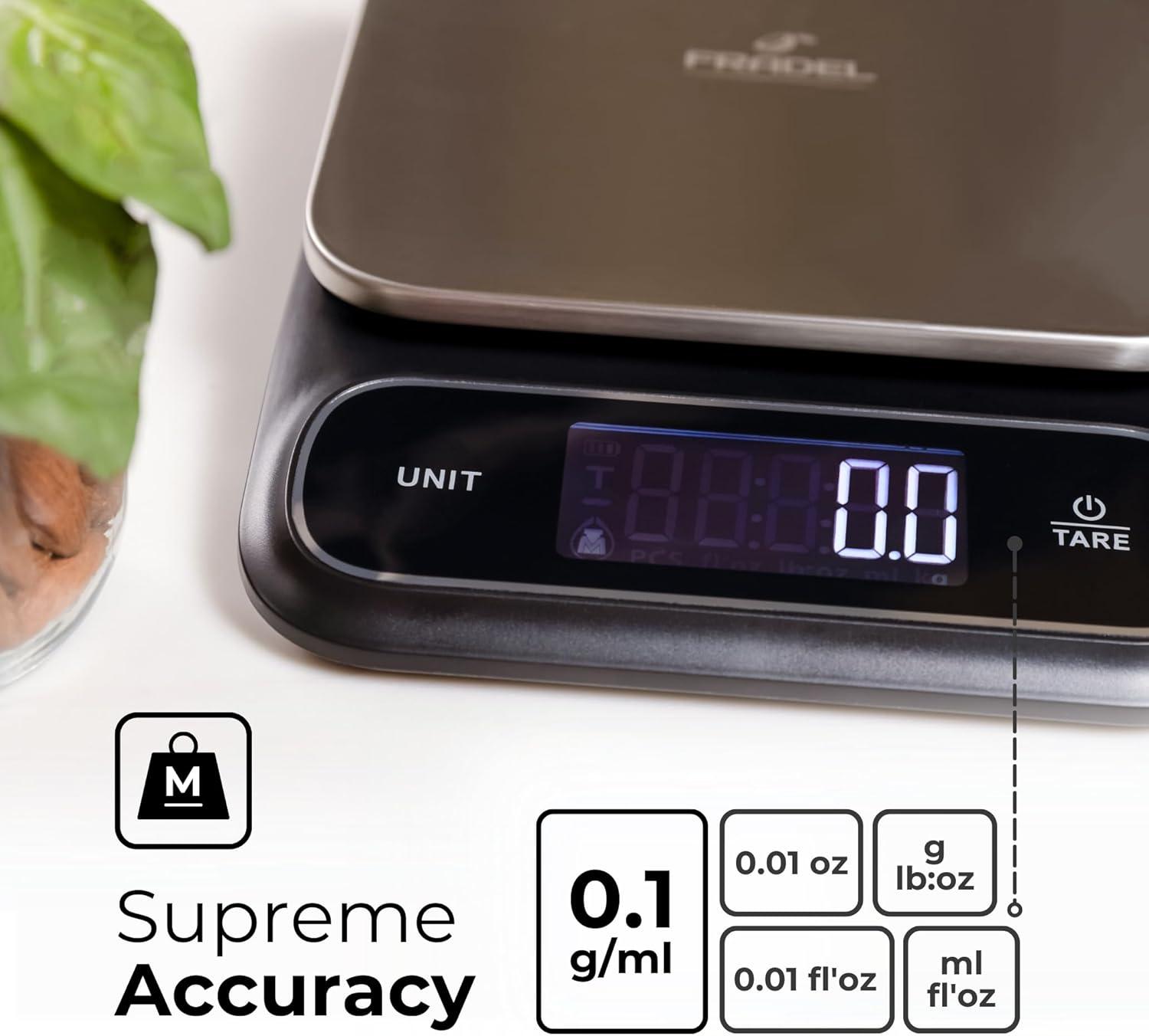 Fradel 11lb Waterproof Digital Kitchen Scale with Stainless Steel Plate