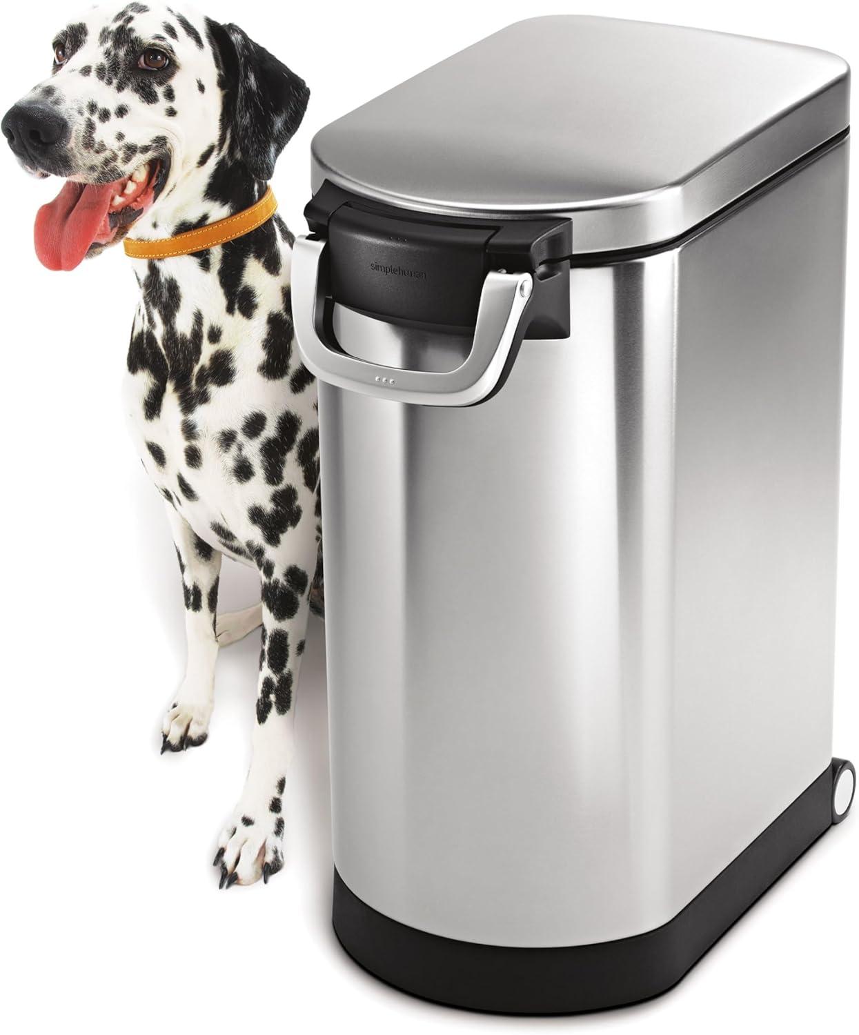 simplehuman Pet Food Storage Container Stainless Steel for Dog Food, Cat Food, and Bird Feed