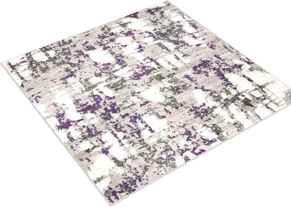 Skyler SKY193 Power Loomed Indoor Area Rug - Grey/Purple - 6'7"x6'7" - Safavieh