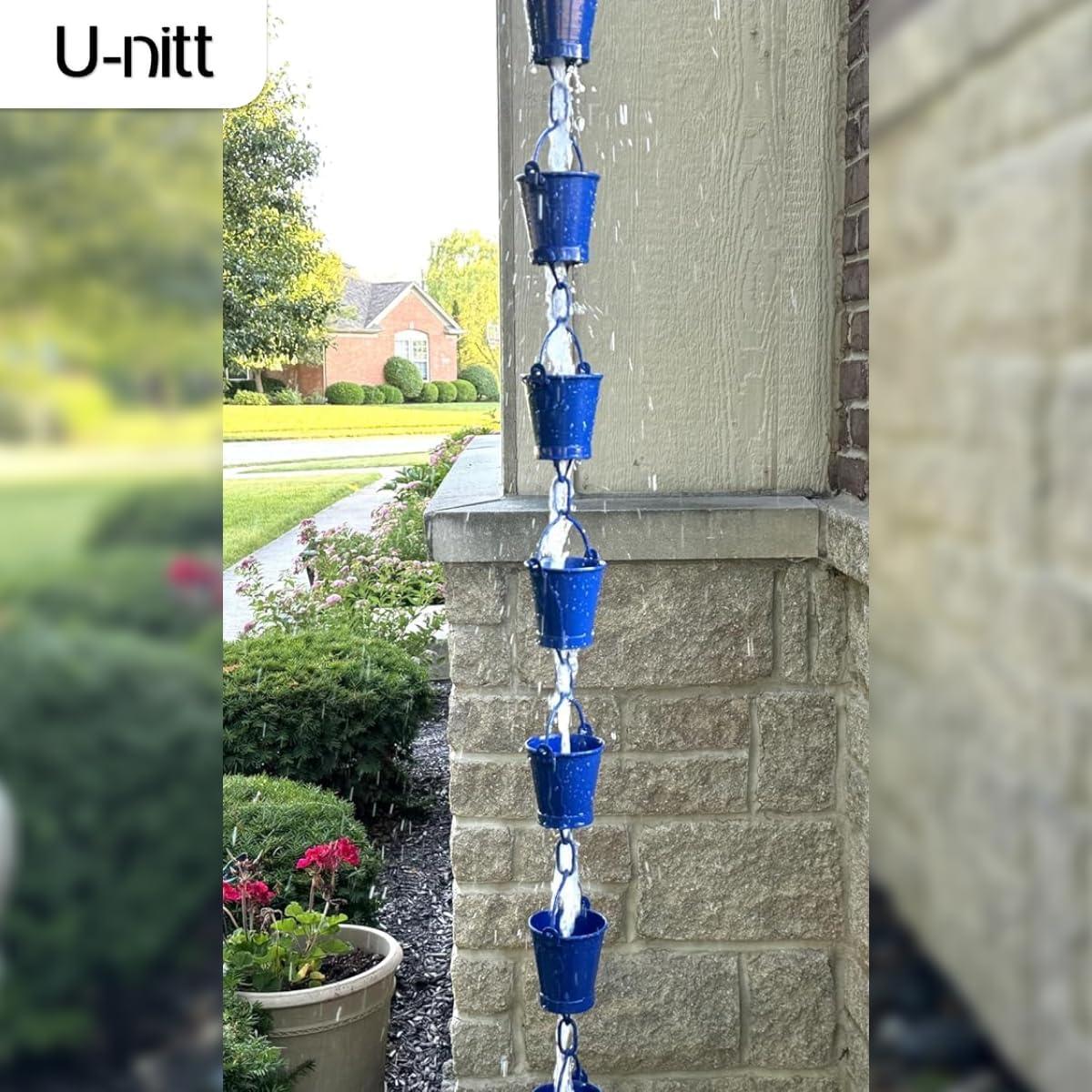 8.5 FT Blue Powder Coated Metal Farmhouse Rain Chain