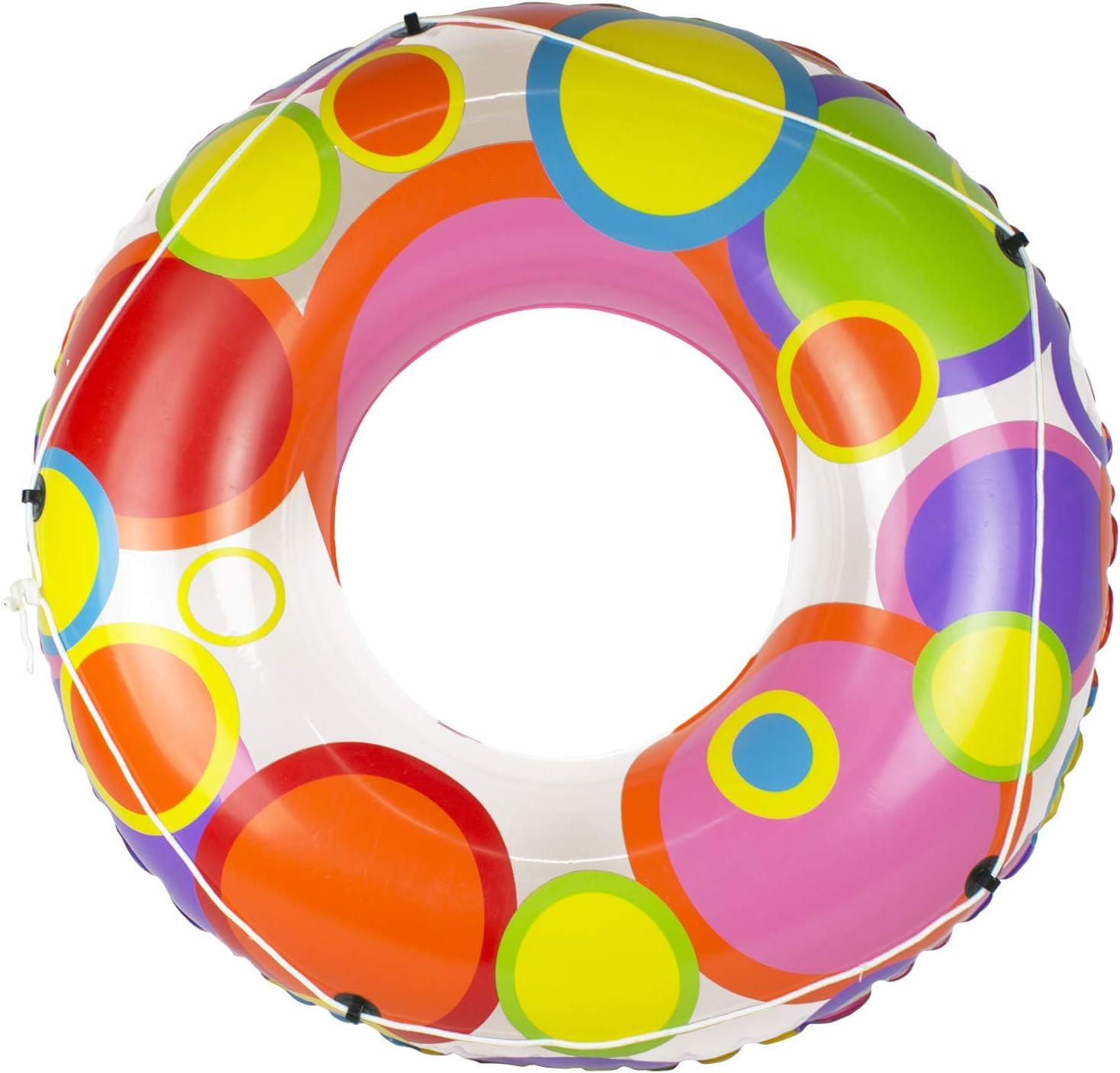 Oversized Multicolor Vinyl Pool Tube with Bright Circles