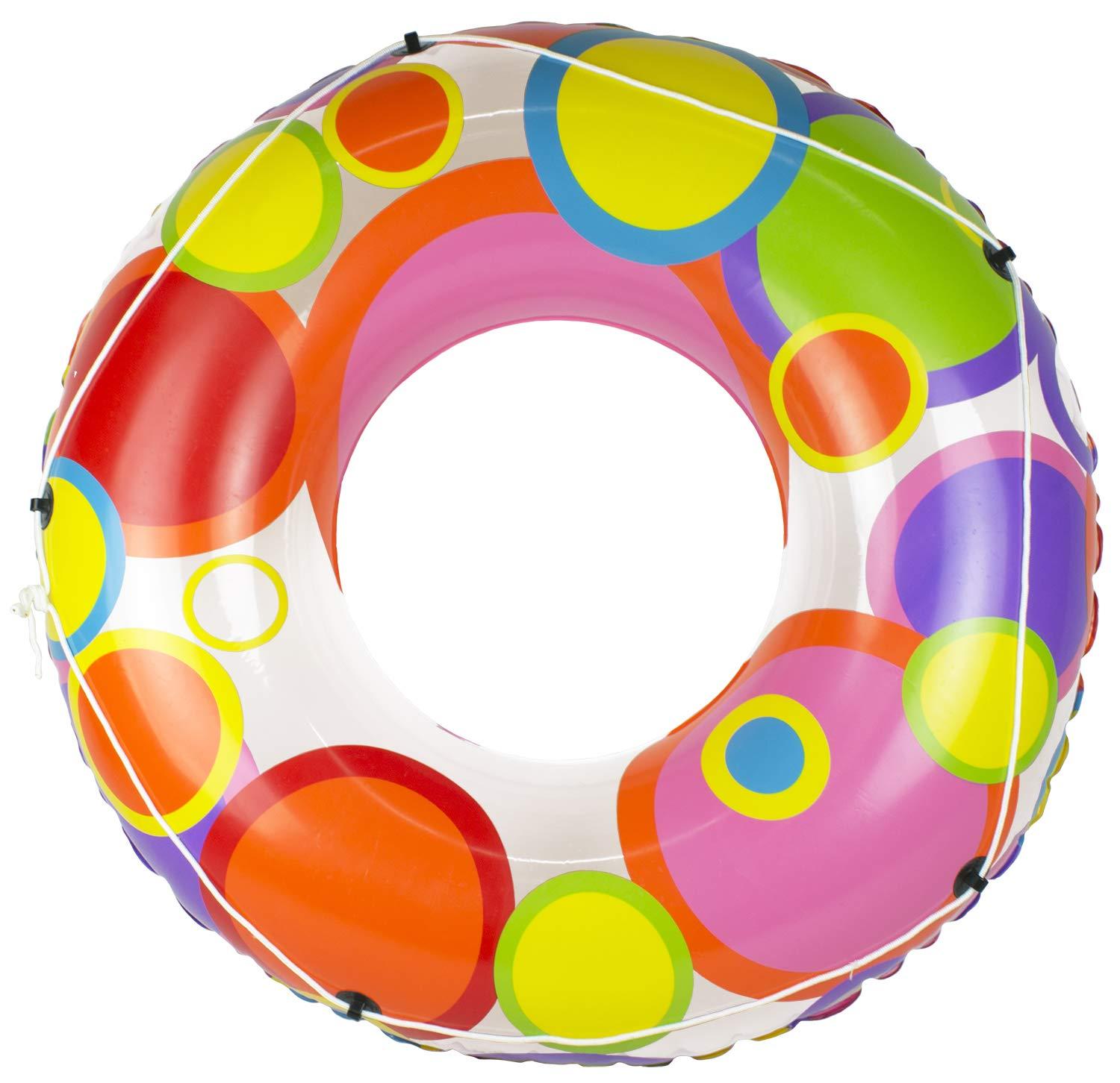 Oversized Multicolor Vinyl Pool Tube with Bright Circles