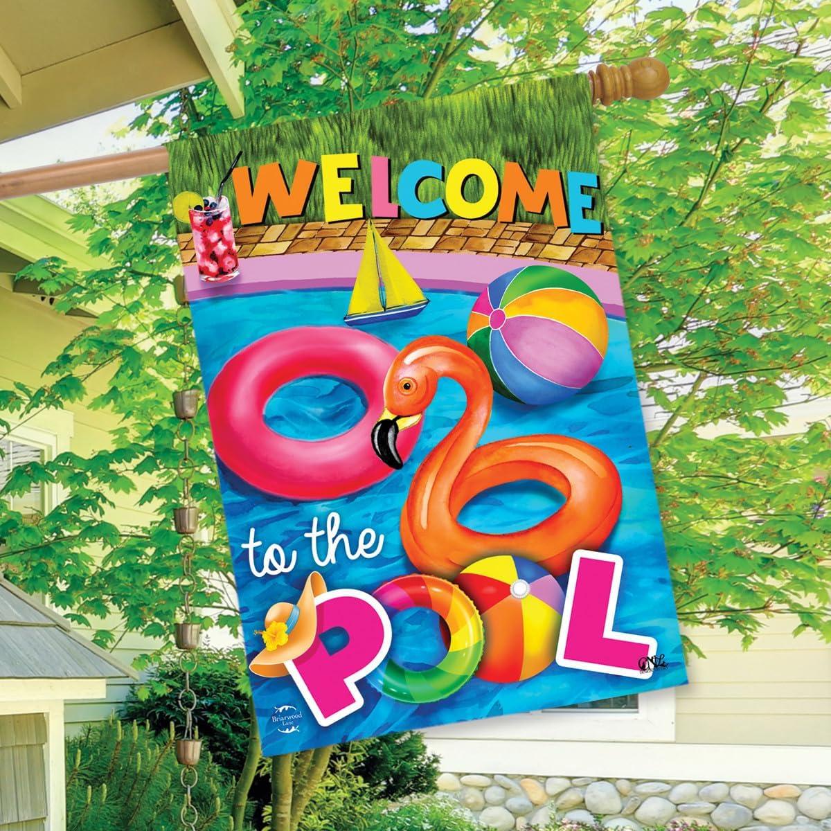 Briarwood Lane House Flag 40x28 For Outdoor Welcome To the Pool Summer House Flag Flag For Summer House Flag