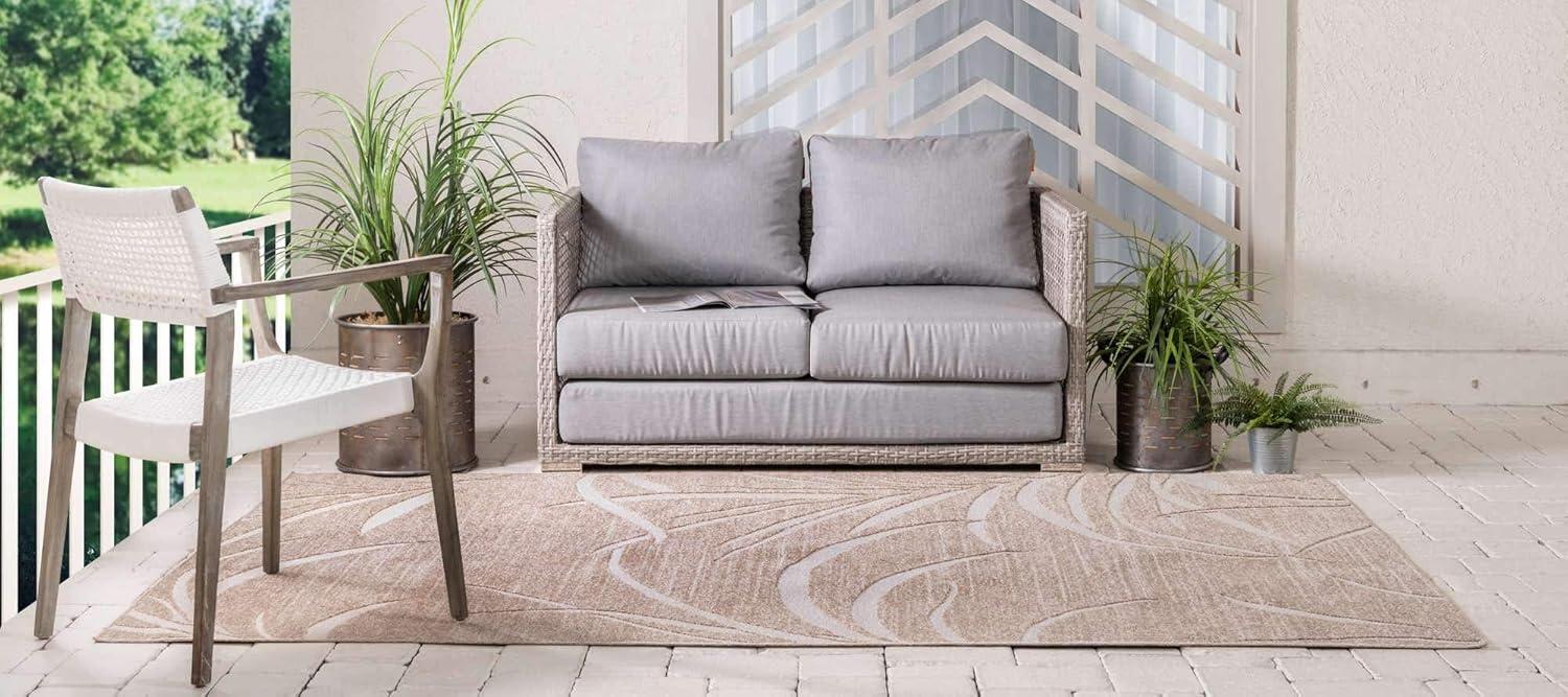 Unique Loom Outdoor Botanical Collection Area Rug - Orlando (6' 1" x 9' Rectangle Beige/Cream)