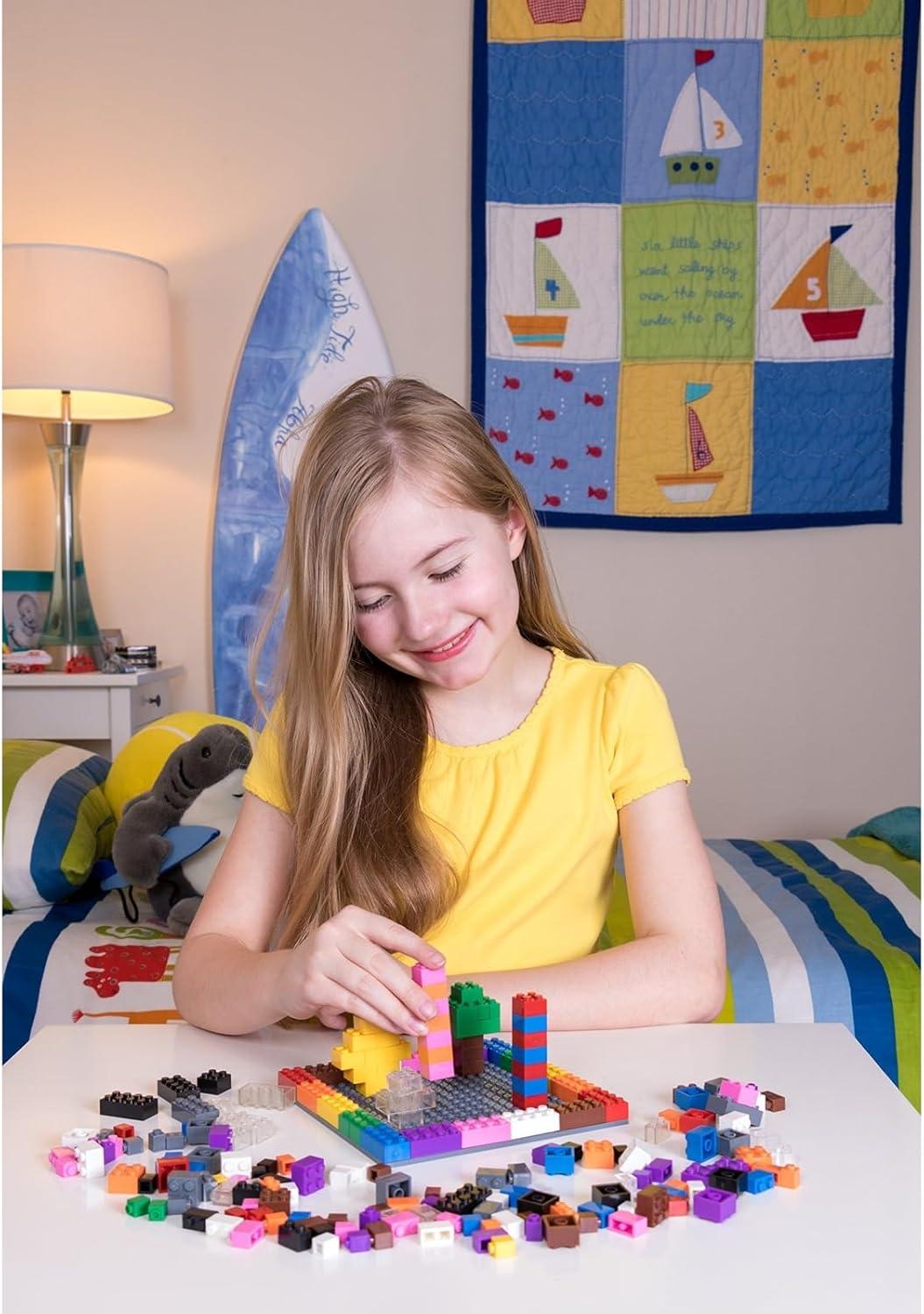 Strictly Briks Toy Building Block - Vibrant Colors - 216 Pieces with 6x6 Inch Baseplate - 100% Compatible with All Major Brick Brands