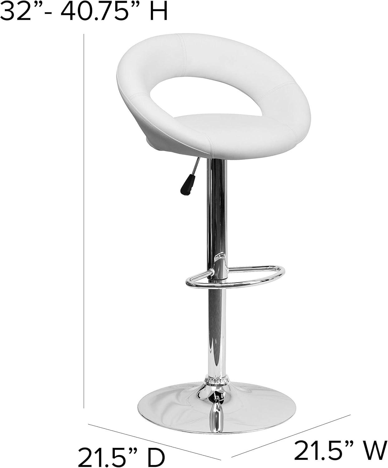 Flash Furniture Contemporary Vinyl Rounded Orbit-Style Back Adjustable Height Barstool with Chrome Base