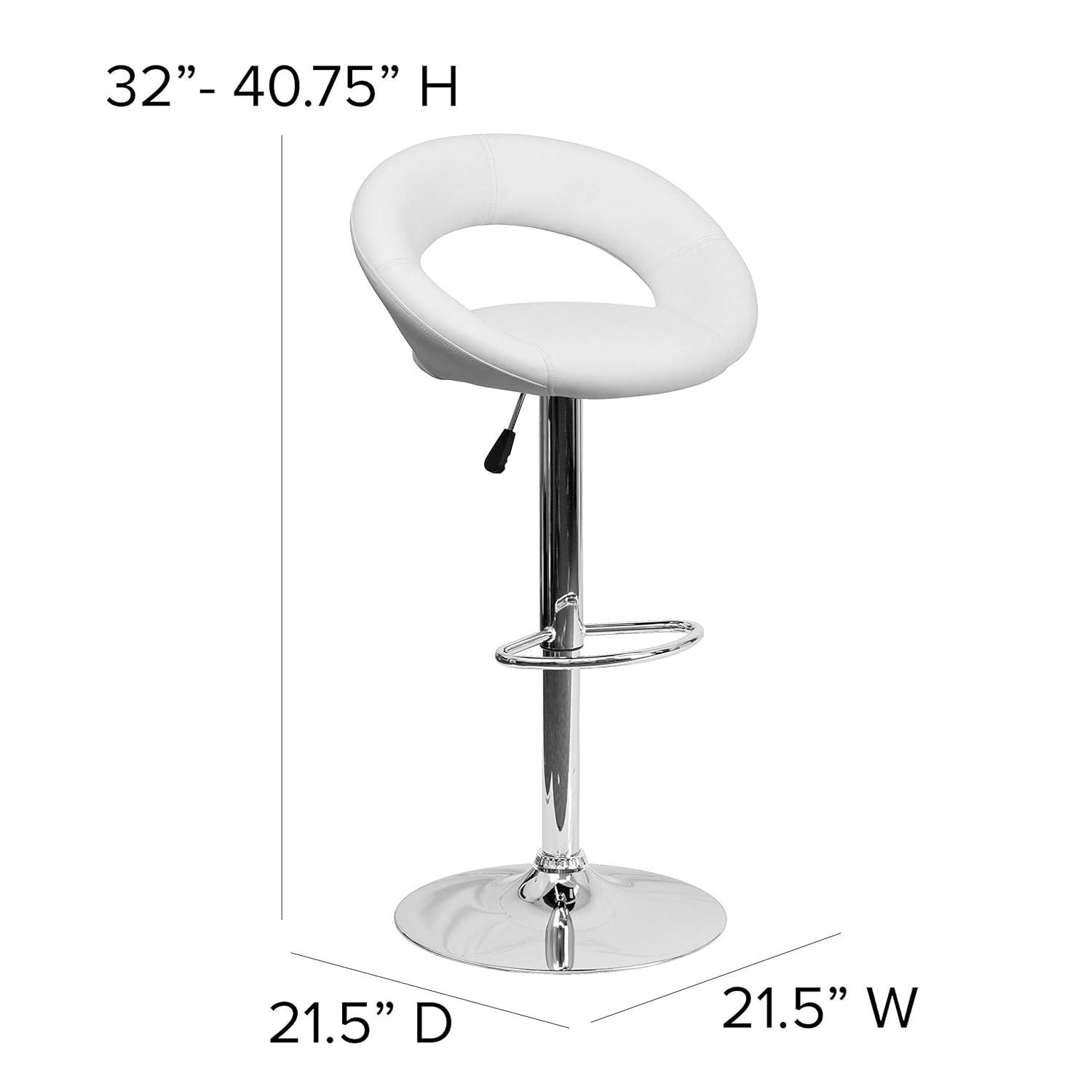 Flash Furniture Contemporary Vinyl Rounded Orbit-Style Back Adjustable Height Barstool with Chrome Base