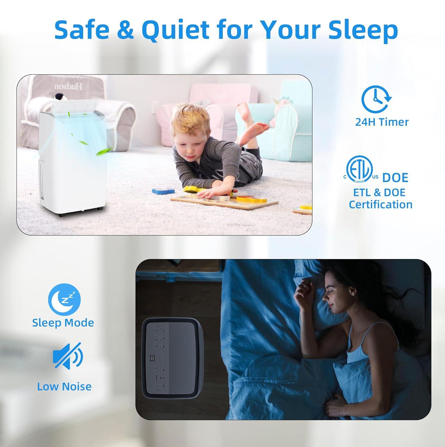 VELBAY 14,000 BTU 700 Sq Ft Portable 3-in-1 Air Conditioner with Dehumidifier, White