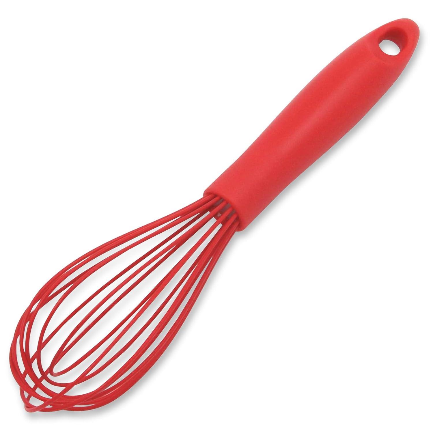 Chef Craft Premium Silicone Wire Cooking Whisk, 10.5 inch, Red