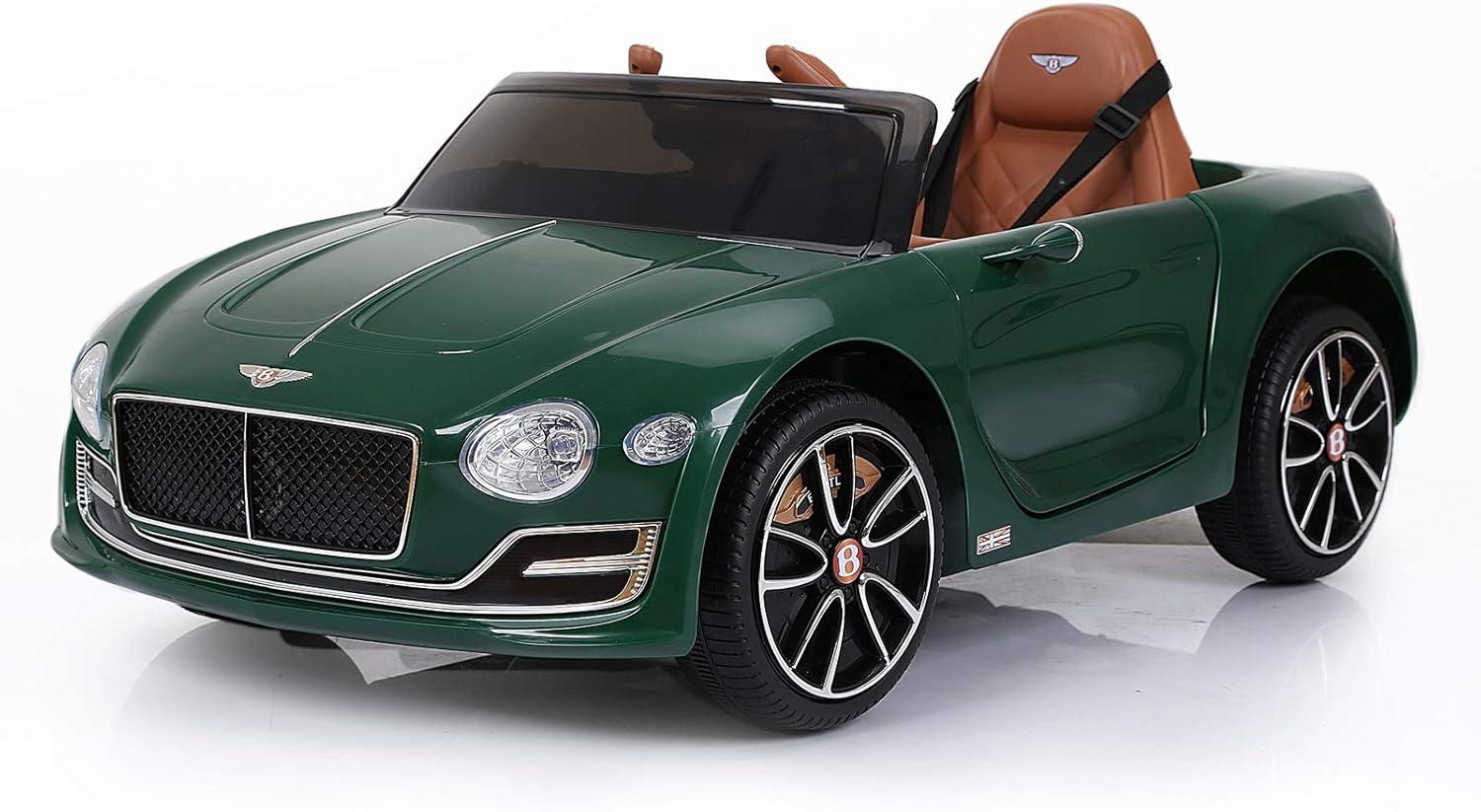 Dazone 12V Bentley Style Kids Ride on Truck Car, Manual/ Parental Remote Control Modes Truck Vehicle with Headlights, MP3 Port, Music for Children(Green)