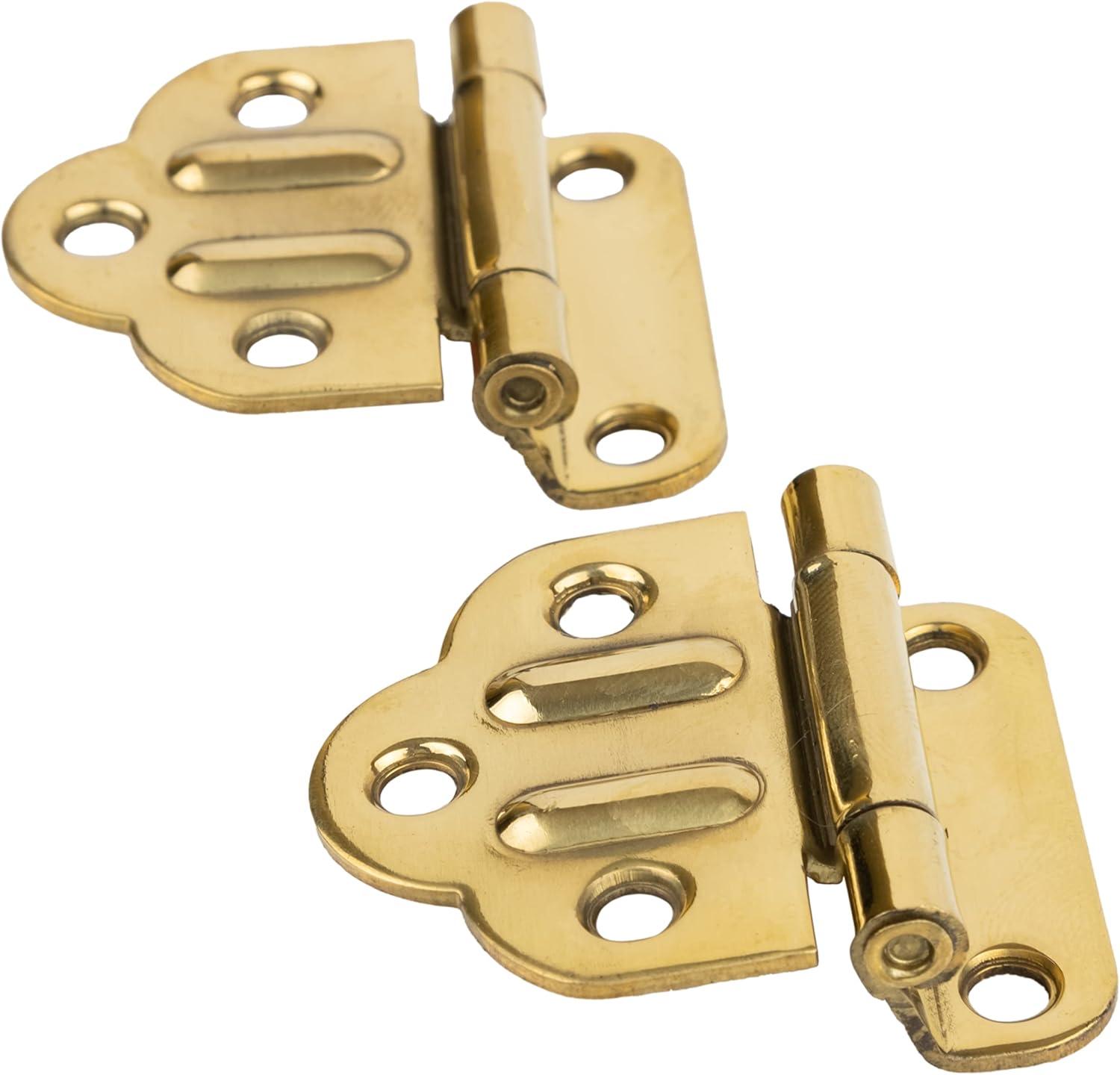 Gold Solid Brass Offset Cabinet Door Hinges, Set of 2