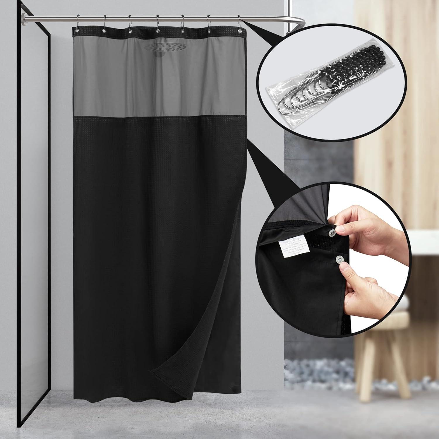 Harnage Shower Curtain with Hooks Included and with Liner Included