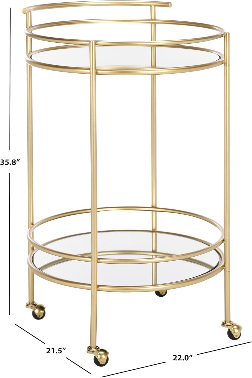 Ida 2 Tier Bar Cart - Gold/Mirror - Safavieh