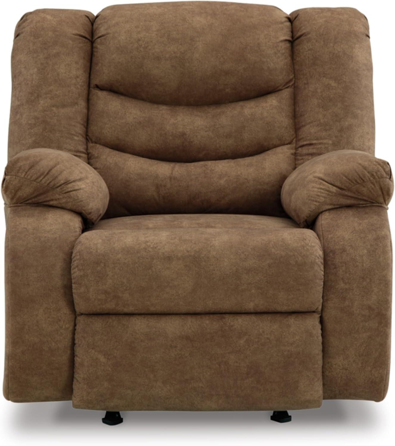 Contemporary Warm Brown Faux Leather Metal Recliner Chair